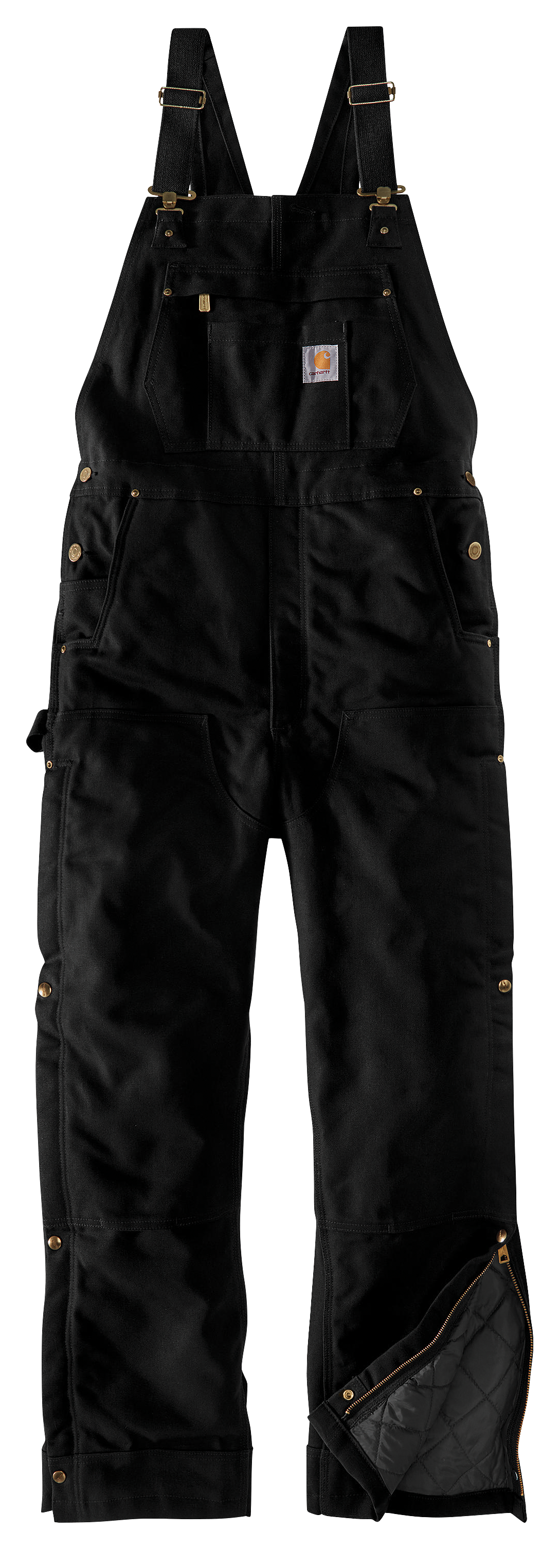 Image of Carhartt Firm Duck Loose-Fit Insulated Bib Overalls for Men - Black - 3XL - Short
