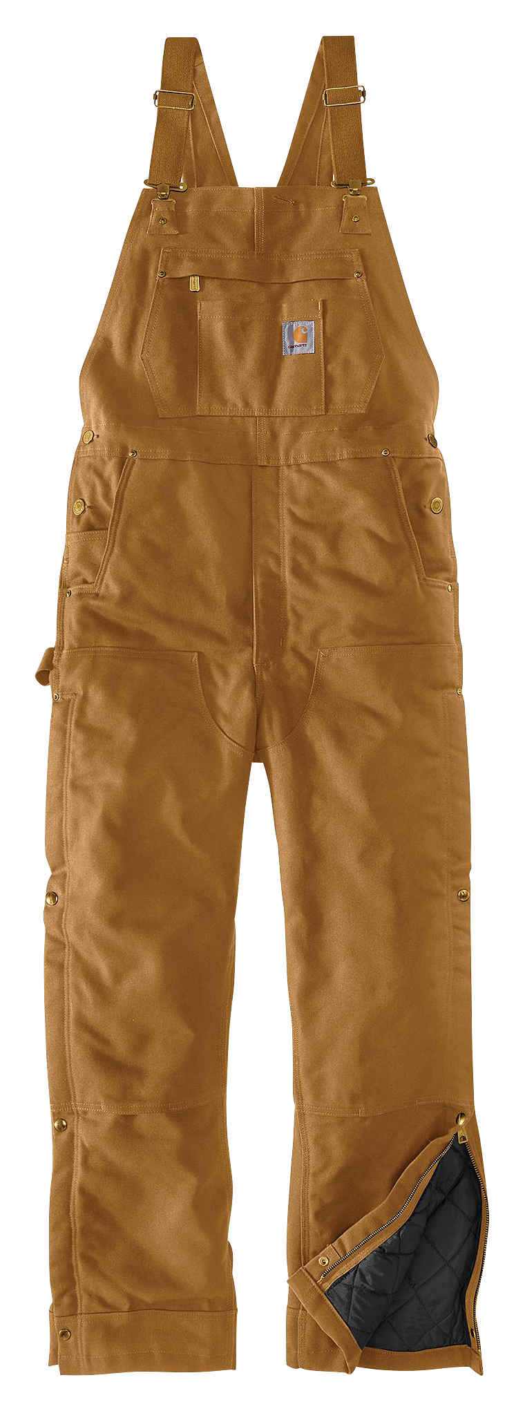 Image of Carhartt Firm Duck Loose-Fit Insulated Bib Overalls for Men - Carhartt Brown - M - Short