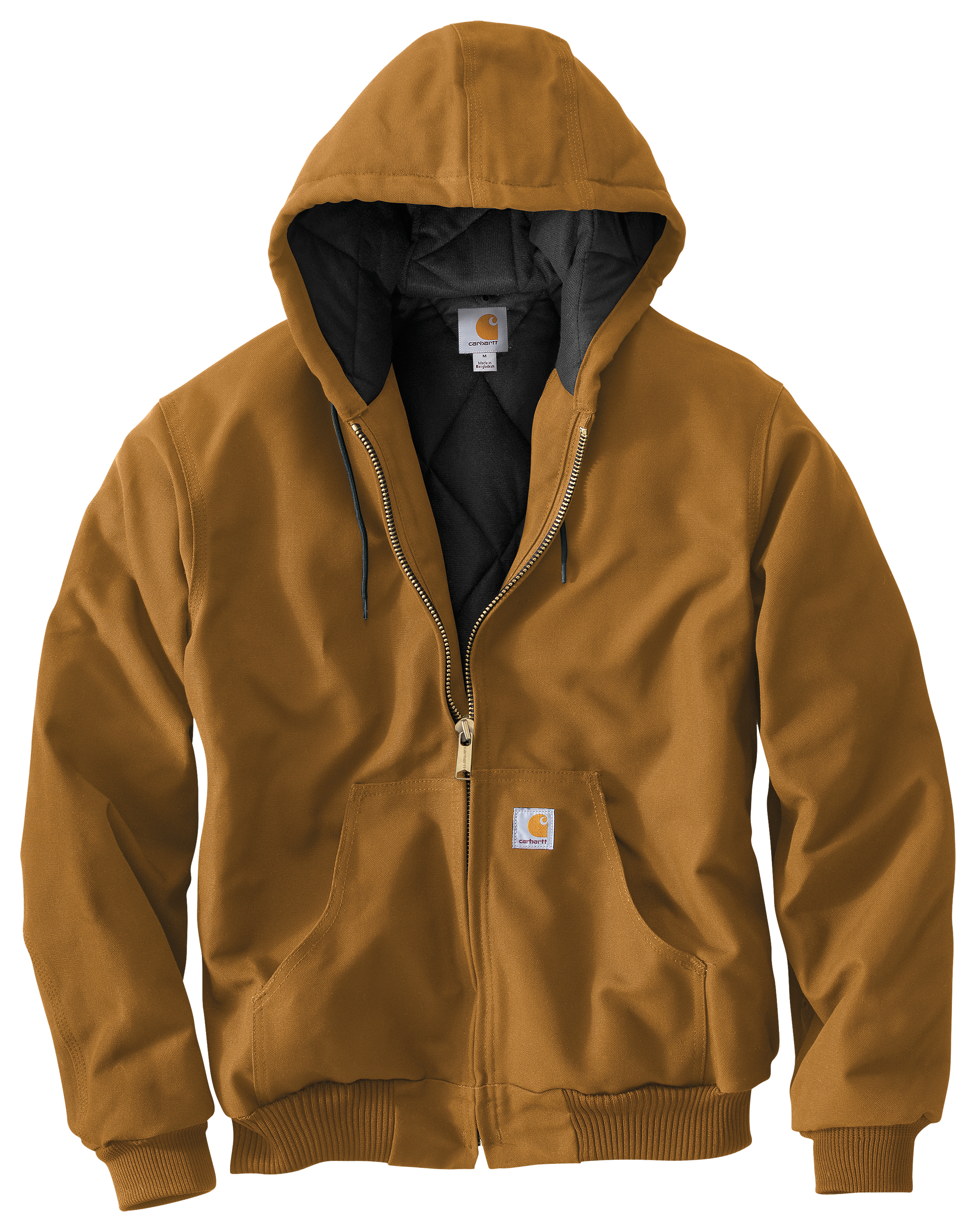 Image of Carhartt Loose-Fit Firm Duck Insulated Flannel-Lined Active Jacket for Men - Carhartt Brown - M