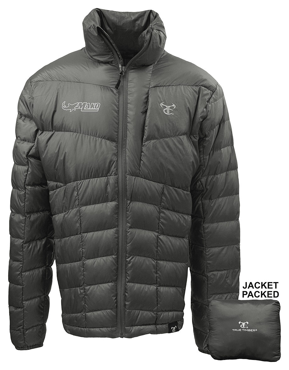 MAKO Boats Lightweight Packable Down Jacket for Men - Charcoal - M
