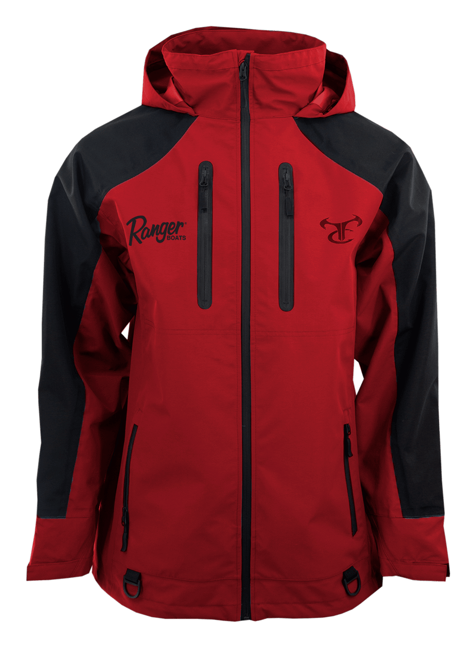 Image of Ranger Boats Logo WaveTamer Waterproof Parka for Men - Red Hot/Jet Black - XL