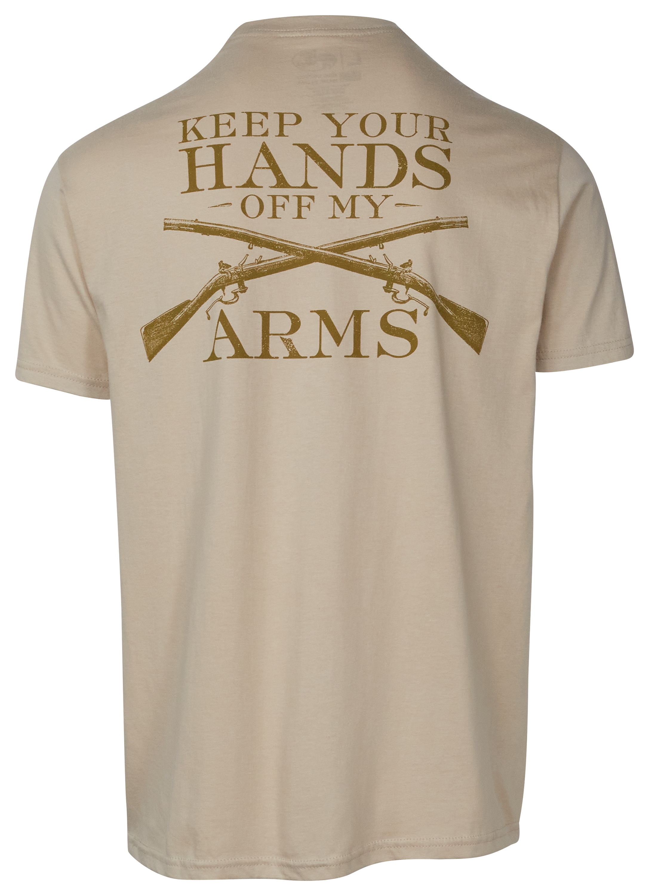 Image of Bass Pro Shops Hands Off My Arms T-Shirt for Men - Sand