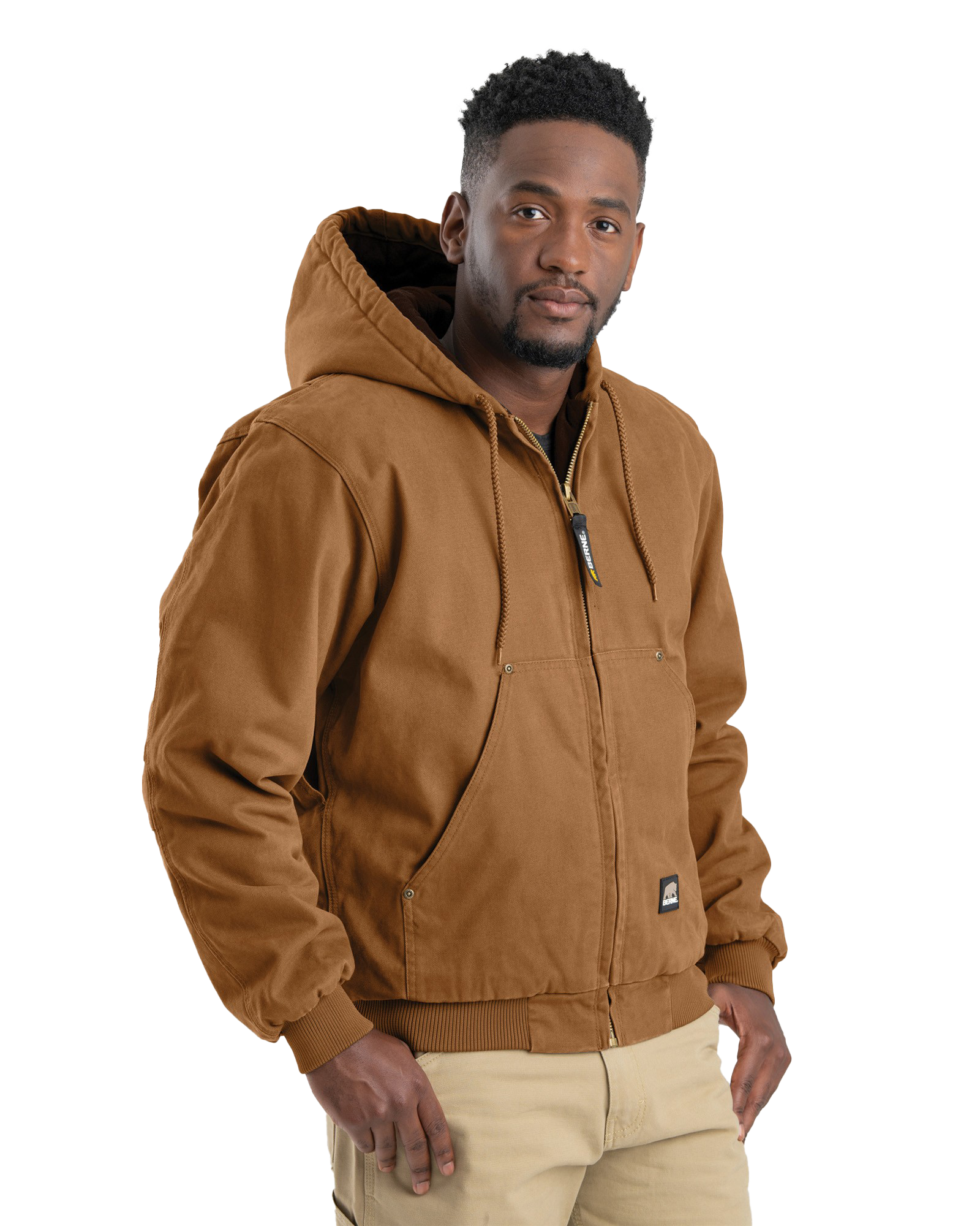 Image of Berne Heartland Washed Hooded Jacket for Men - Brown Duck - L