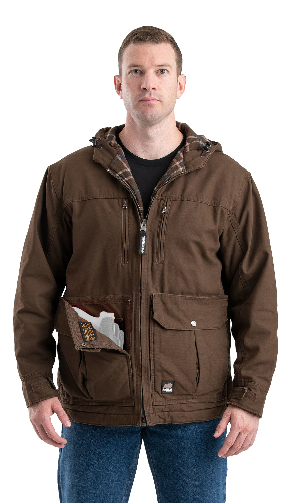 Image of Berne Echo One One Concealed-Carry Jacket for Men - Bark - LT