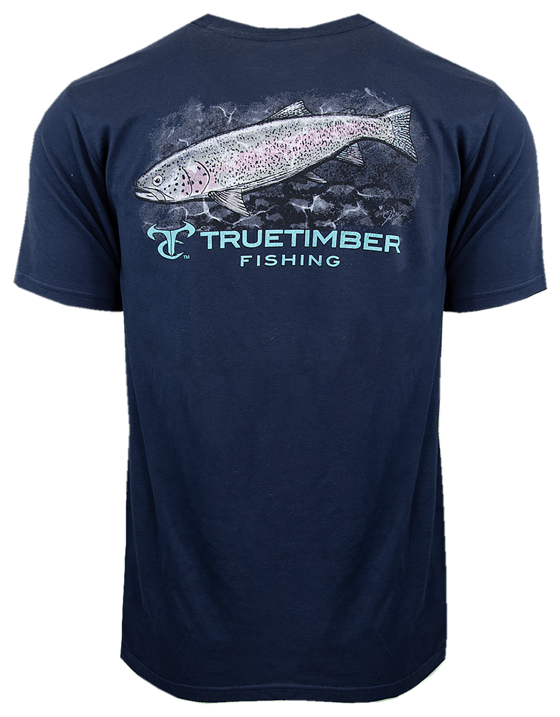 Image of TrueTimber Rainbow Trout Short-Sleeve T-Shirt for Men - Navy Blazer - L