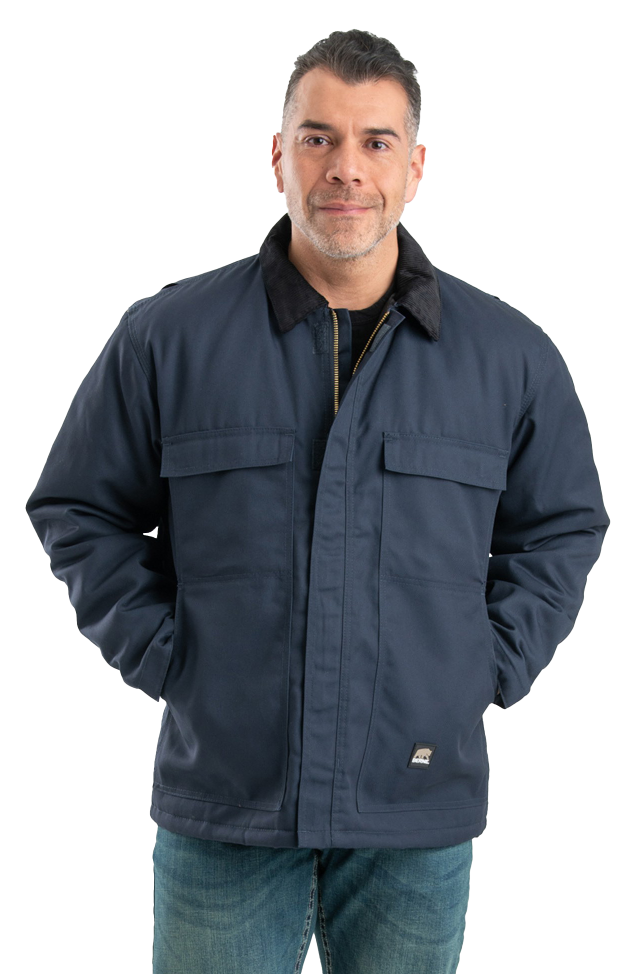 Image of Berne Heritage Twill Chore Coat for Men - Navy