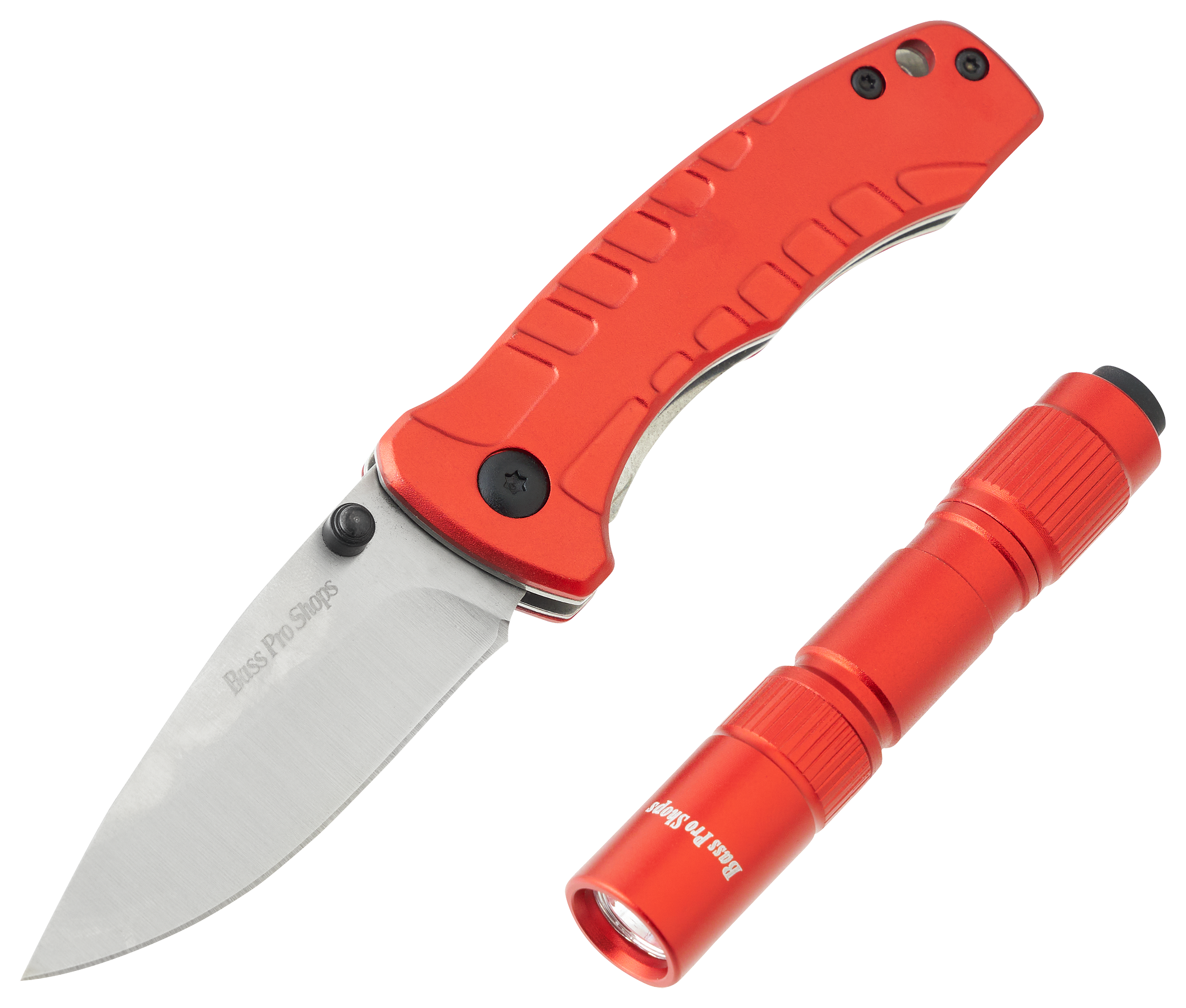 Image of Bass Pro Shops Outdoor Essentials Flashlight and Folding Knife Combo - Red