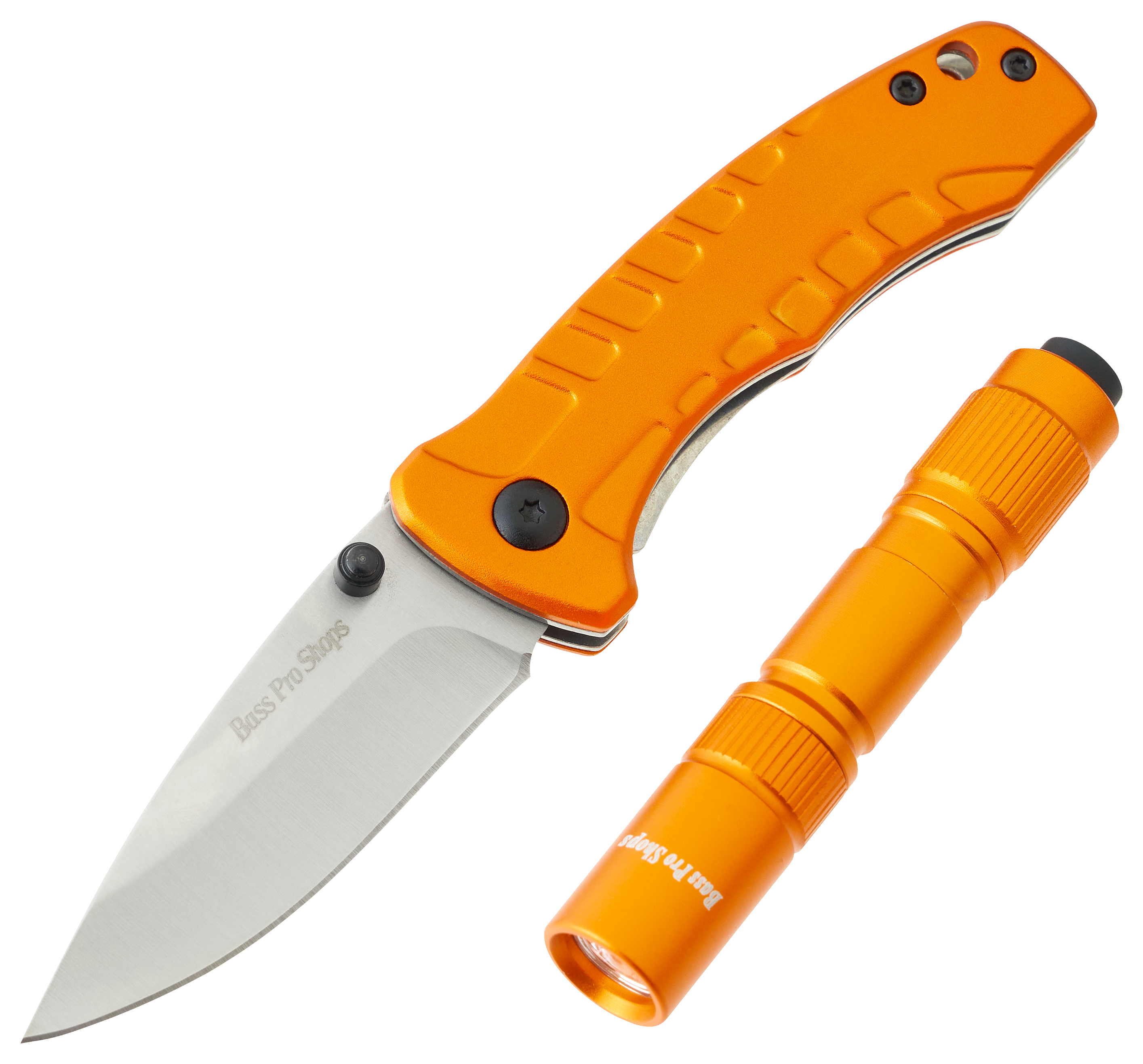 Image of Bass Pro Shops Outdoor Essentials Flashlight and Folding Knife Combo - Orange