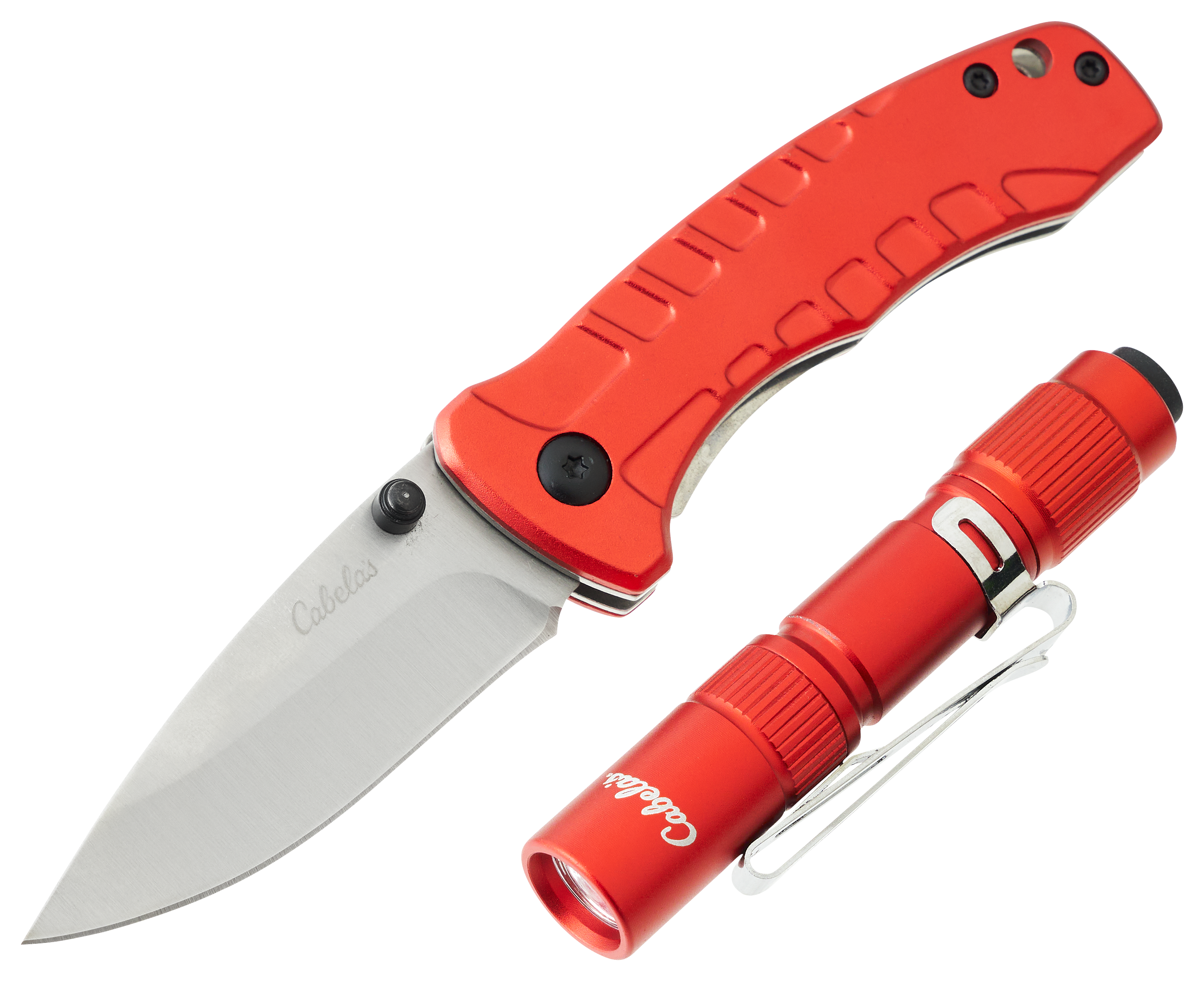 Image of Cabela's Outdoor Essentials Flashlight and Folding Knife Combo - Red