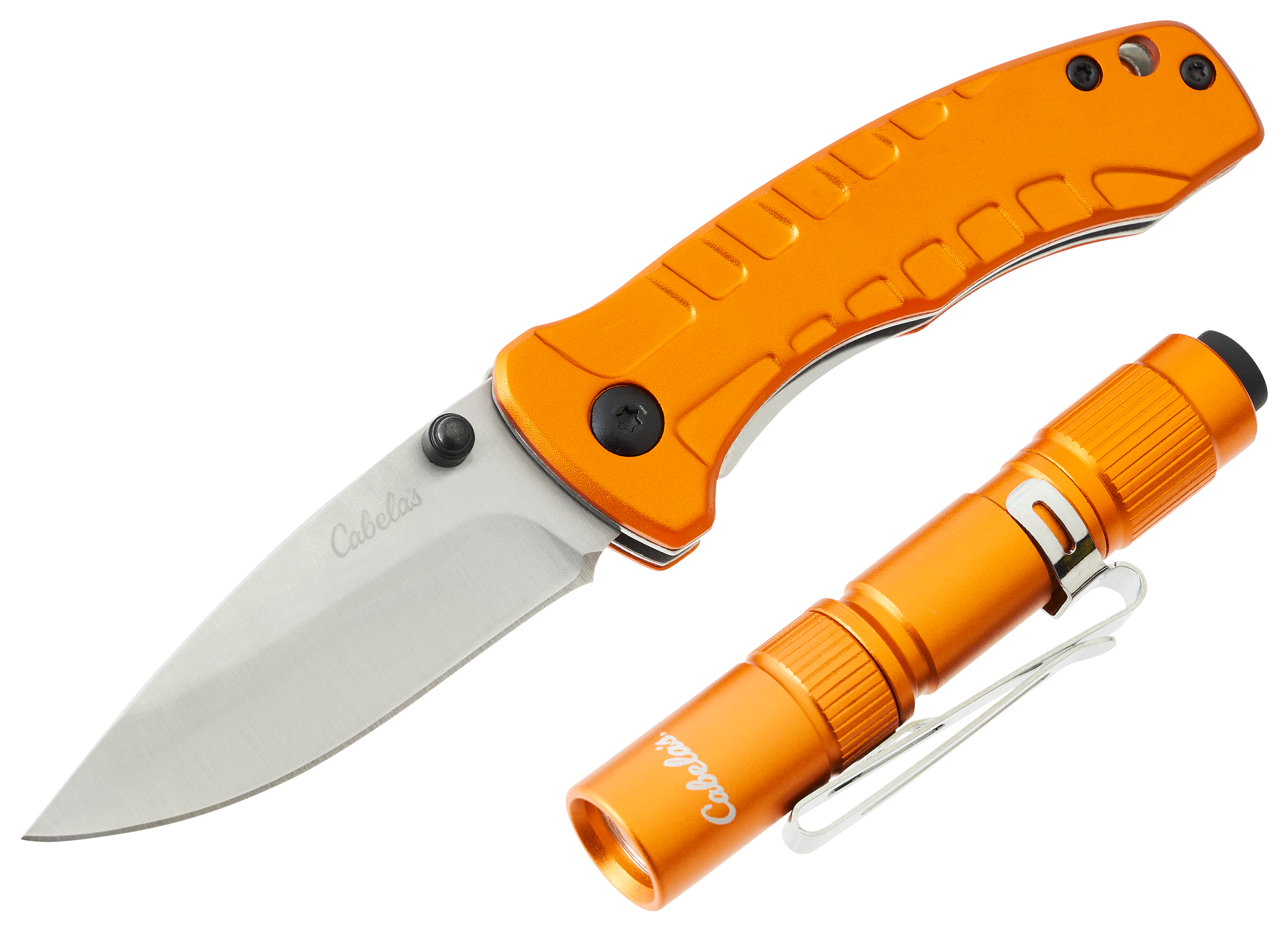 Image of Cabela's Outdoor Essentials Flashlight and Folding Knife Combo - Orange