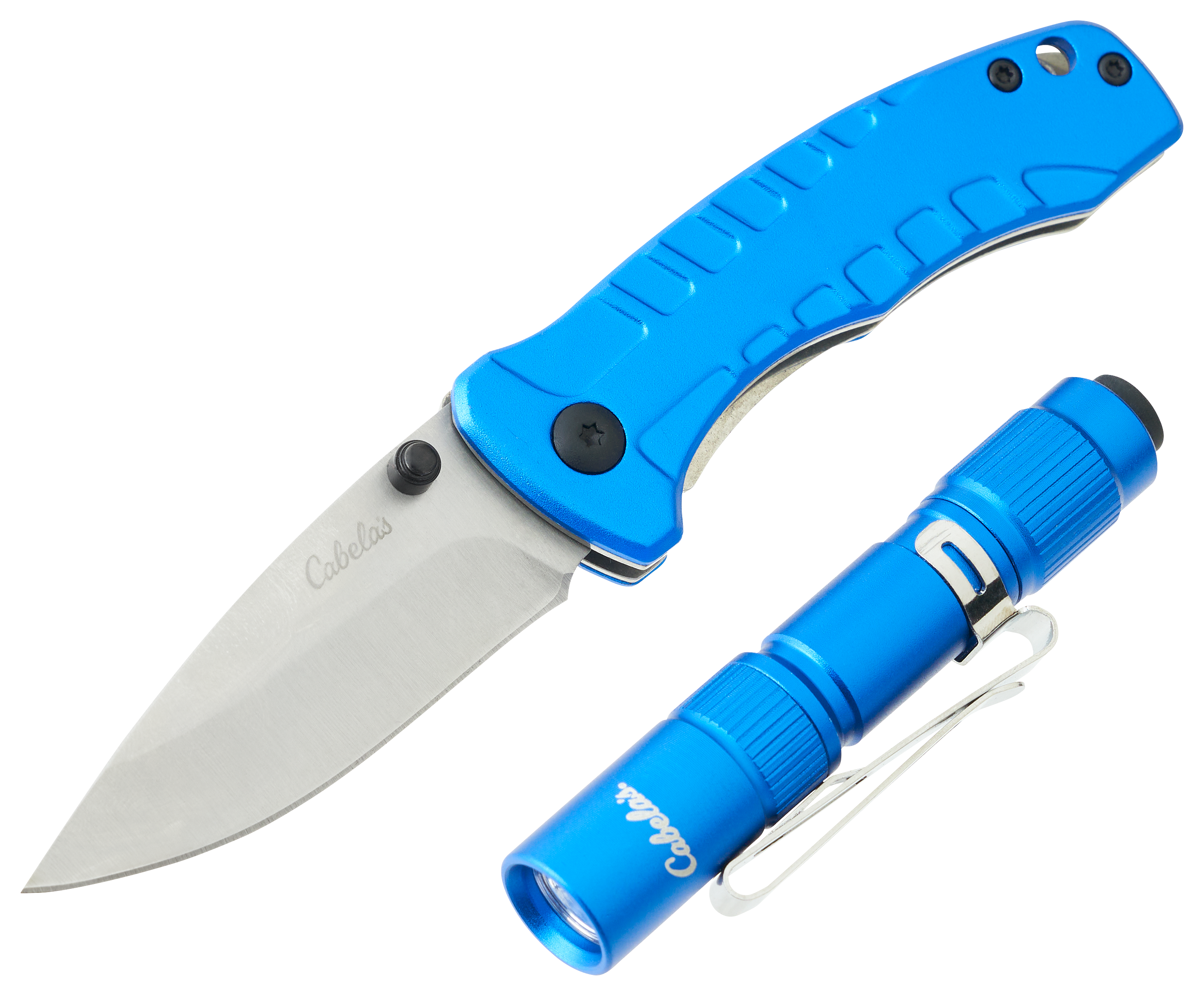 Image of Cabela's Outdoor Essentials Flashlight and Folding Knife Combo - Blue