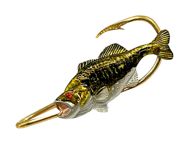Hookits Smallmouth Bass Fishing Hook Hat Pin Clip