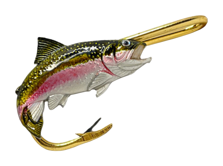Hookits Rainbow Trout Fishing Hook Hat Pin Clip