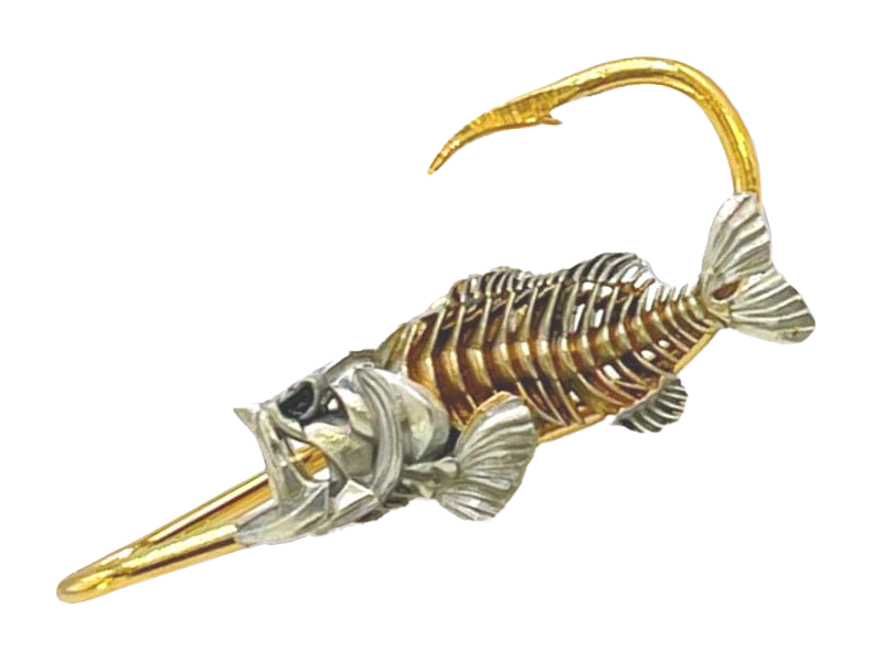 thumbnail image 2 of Lime Green Eagle Claw Fish Hook Hat Pin - Tie Clip Or Lapel Pin For Anglers & Outdoorsmen 2 of 12