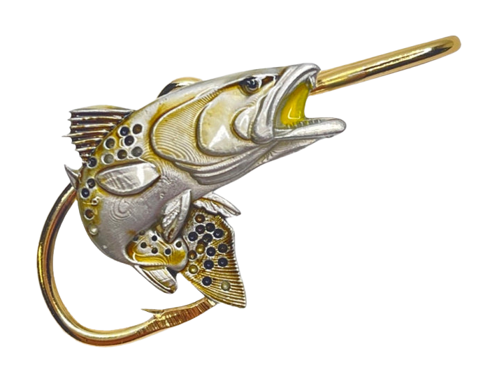 Hookits Speckle Trout Fishing Hook Hat Pin Clip