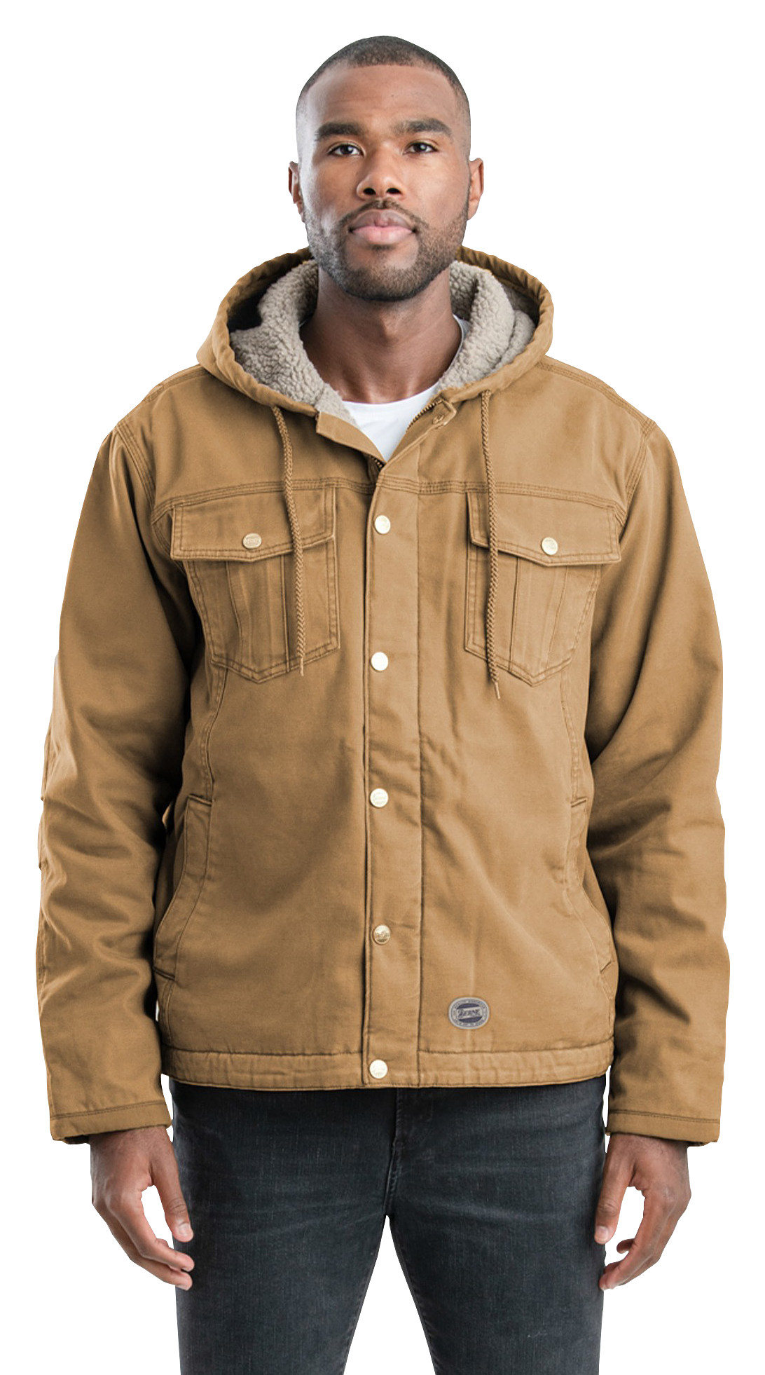 Image of Berne Vintage Washed Sherpa-Lined Hooded Jacket for Men - Brown Duck - L