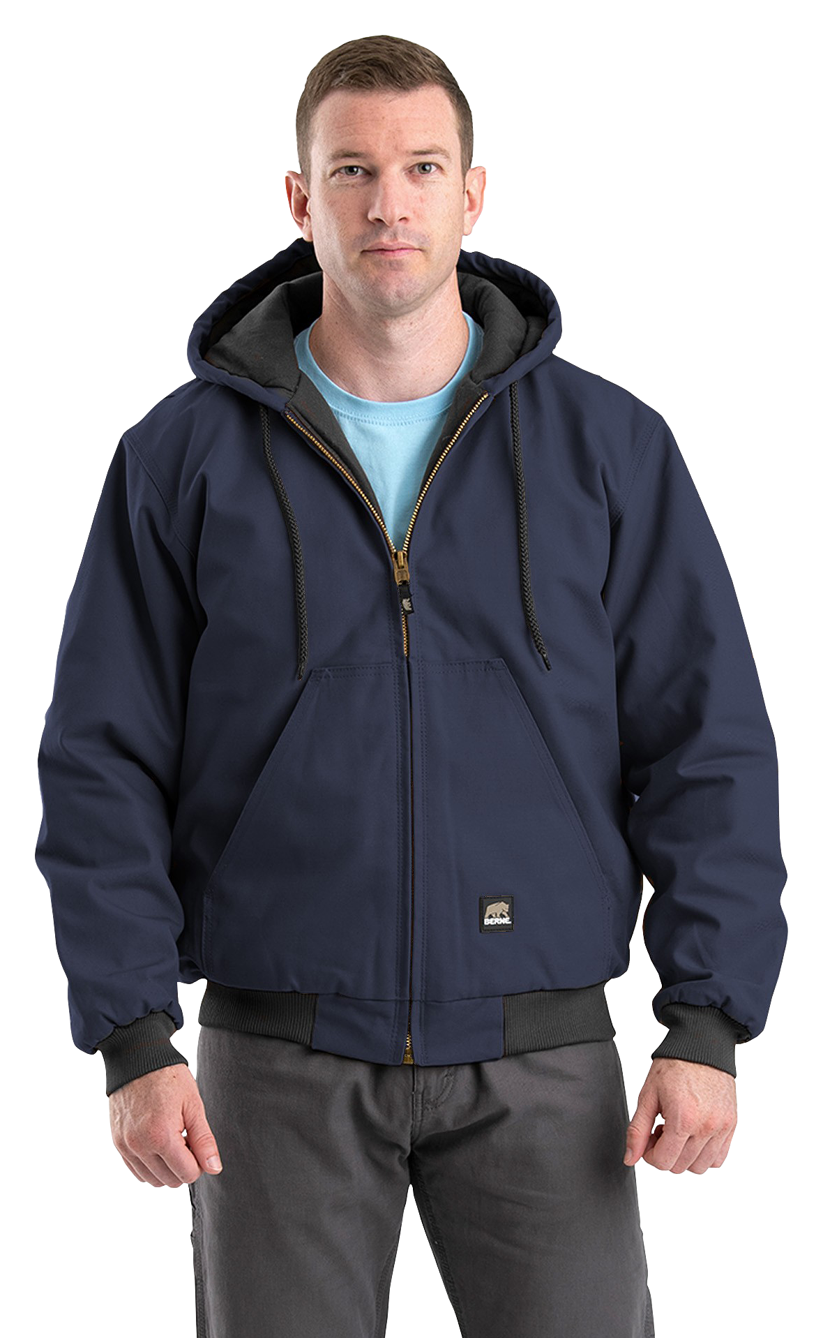 Image of Berne Heritage Duck Hooded Jacket for Men - Navy - XS