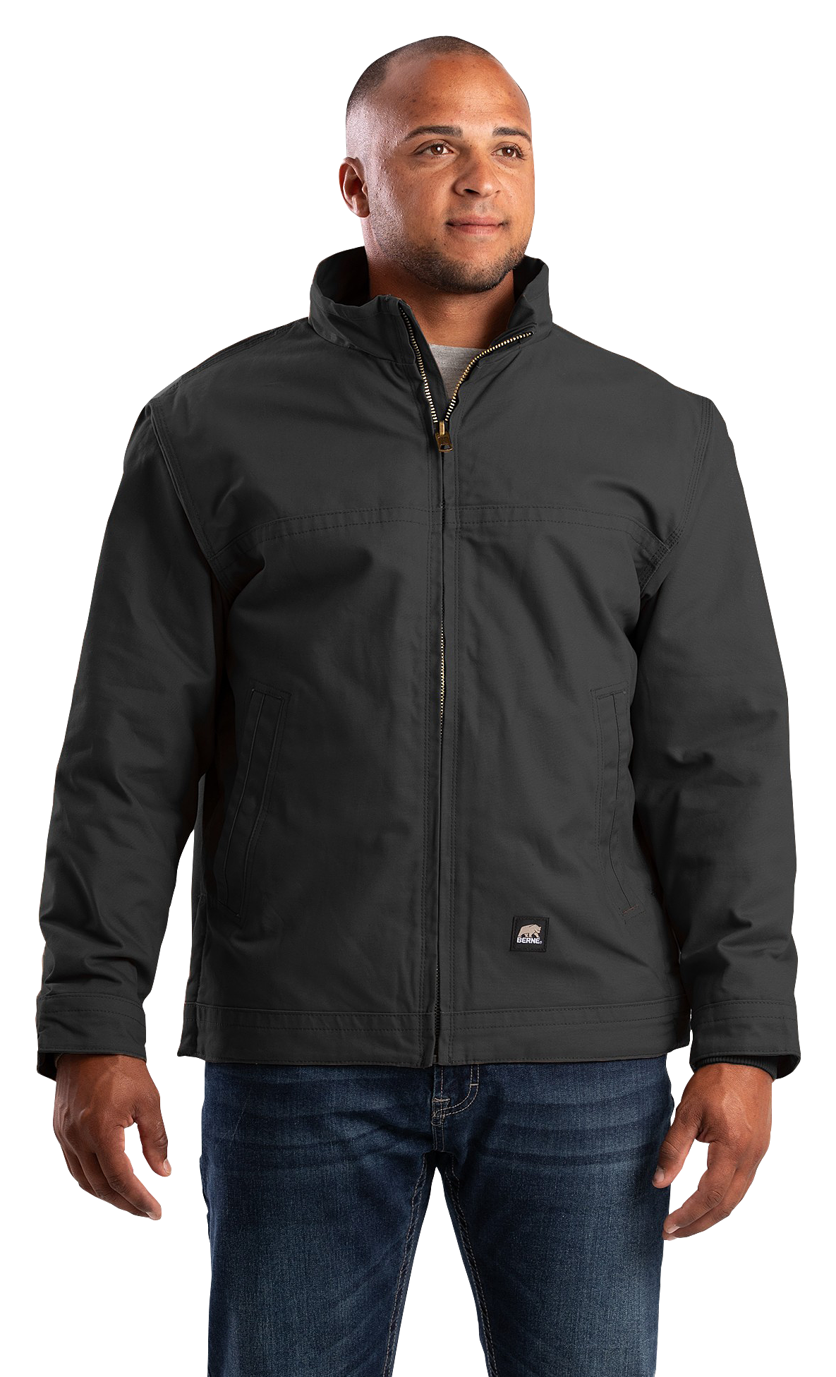 Image of Berne Heartland Washed Duck Flannel-Lined Work Jacket for Men - Black - M