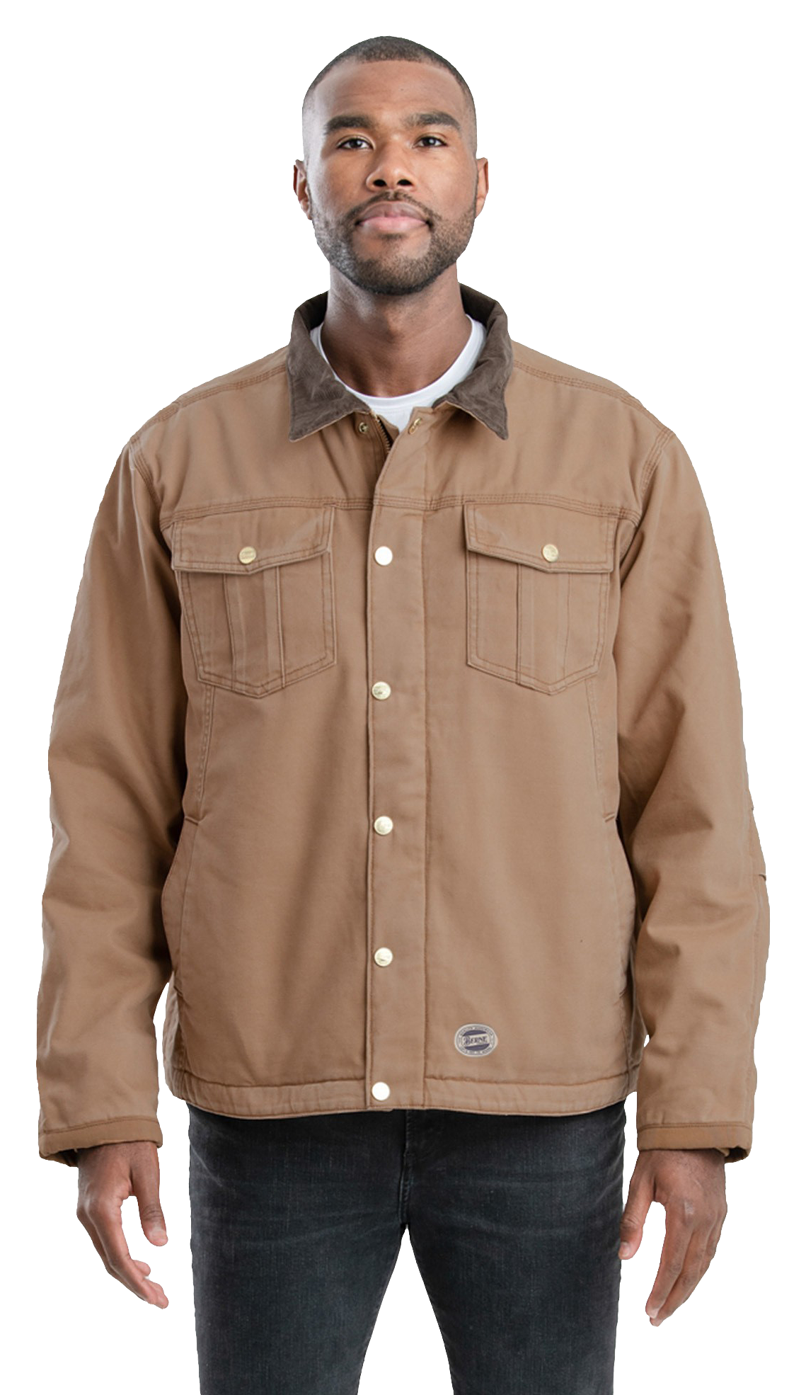 Image of Berne Vintage Washed Sherpa-Lined Work Jacket for Men - Driftwood - 2XL