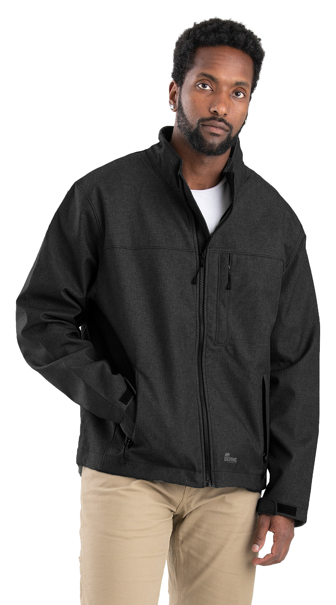 Image of Berne Highland Softshell Jacket for Men - Black - 3XL