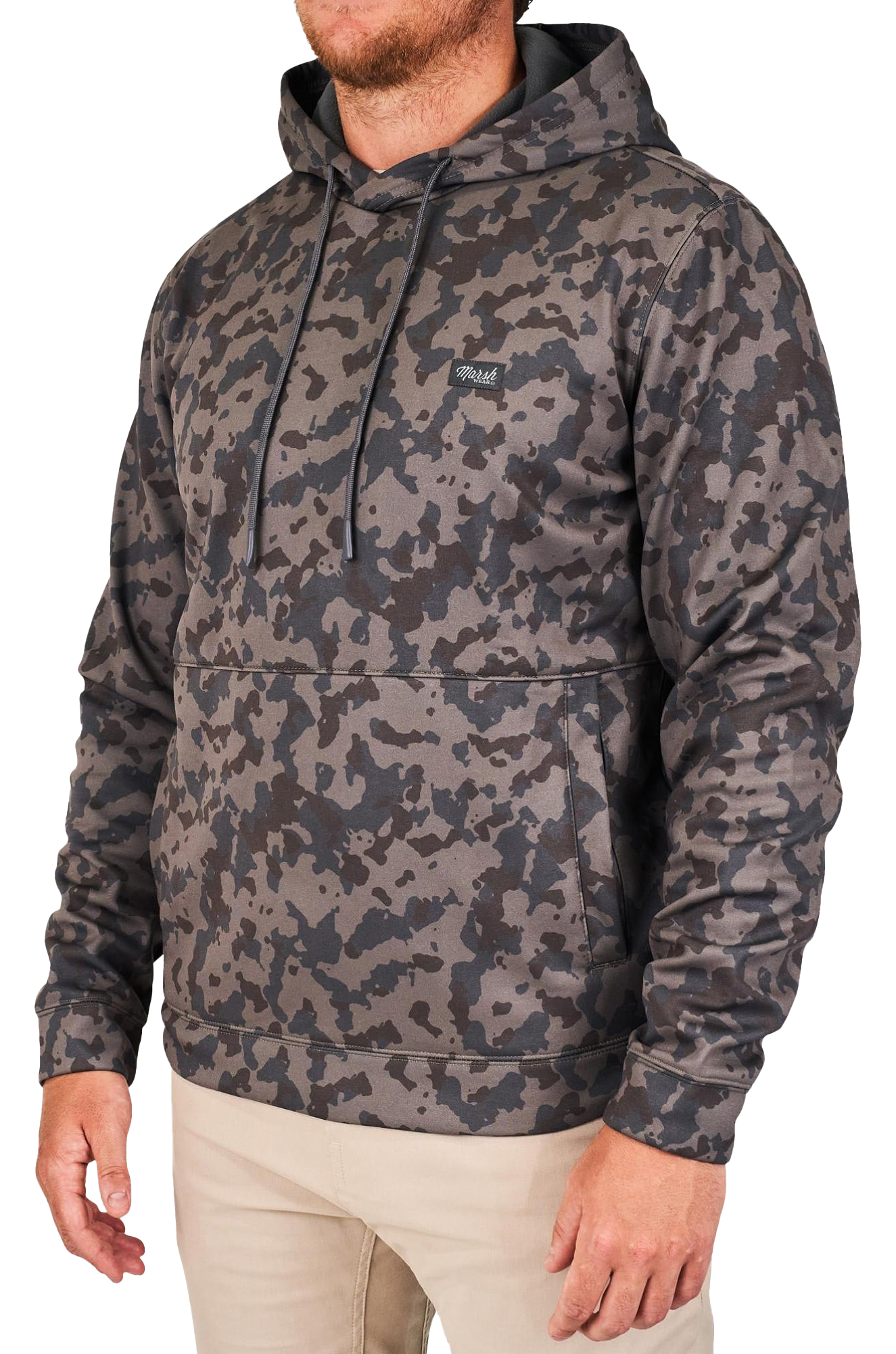 Image of Marsh Wear Nor'easter Long-Sleeve Pullover Hoodie - Rock Foxhole Camo