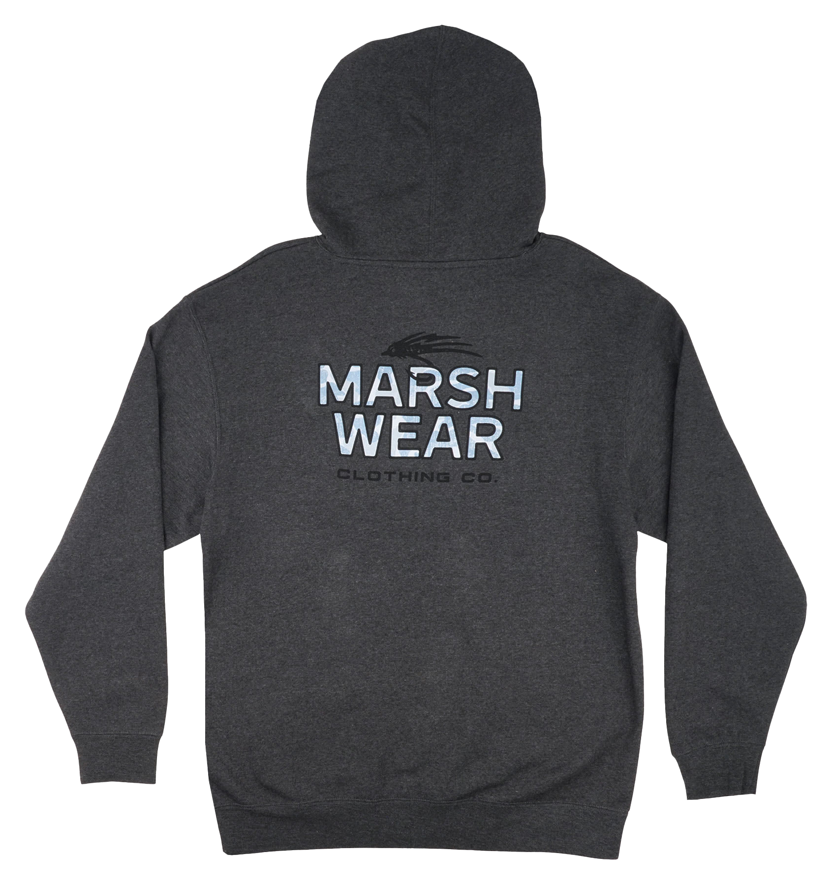 Image of Marsh Wear Fly Patch Pullover Hoodie for Men - Charcoal Heather - S