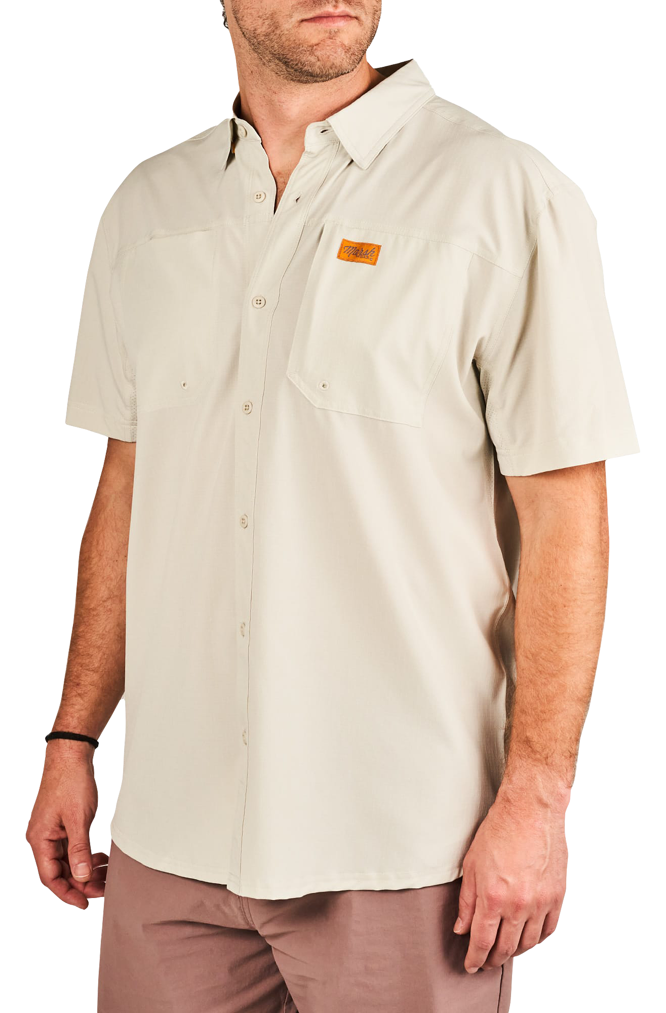 Image of Marsh Wear Lenwood Short-Sleeve Button-Down Shirt for Men - Stone - 2X