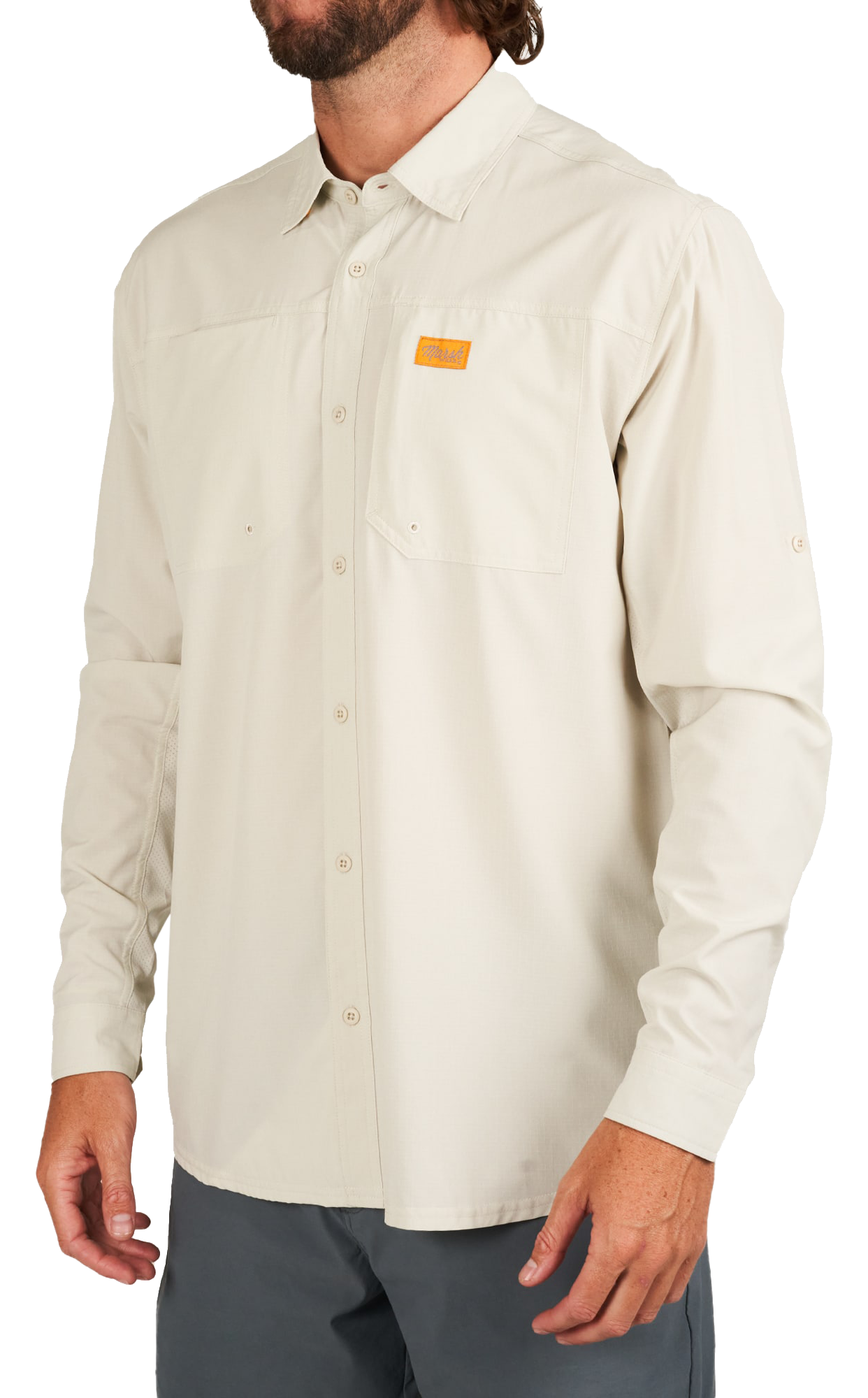 Image of Marsh Wear Lenwood Long-Sleeve Button-Down Shirt - Stone