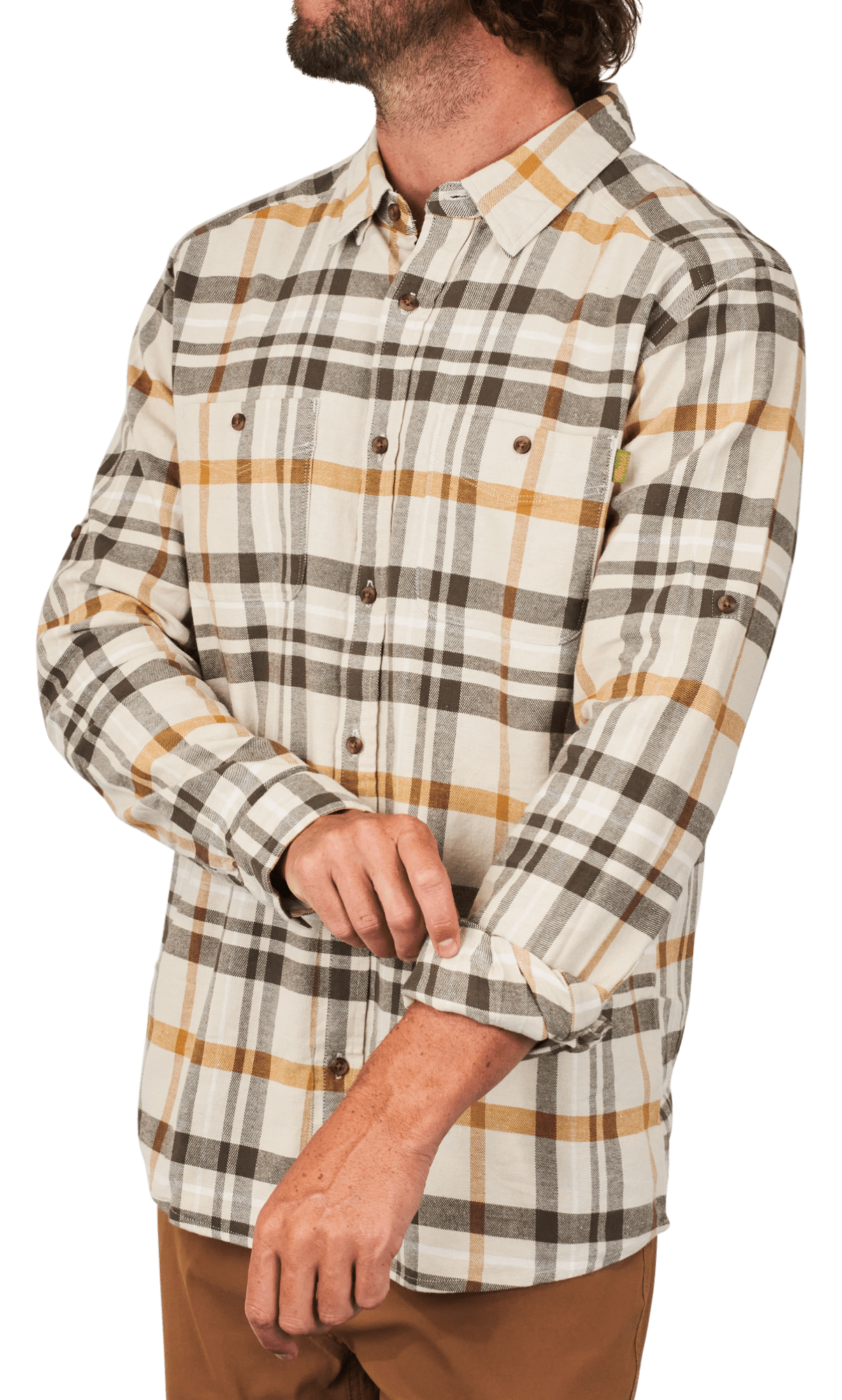Image of Marsh Wear Westerly Flannel Long-Sleeve Button-Down Shirt - Stone