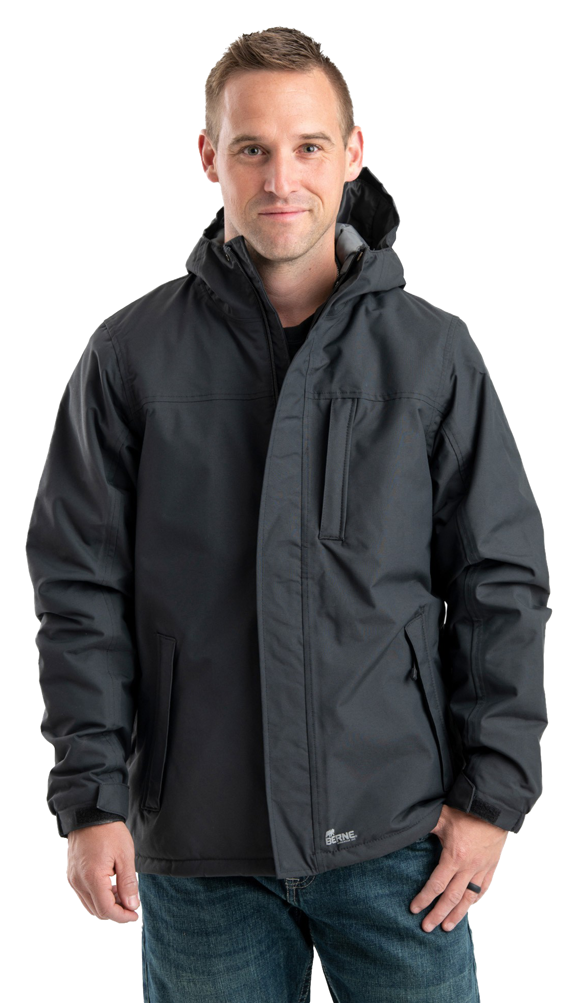 Image of Berne Coastline Waterproof Insulated Storm Jacket for Men - Black - 6XLT