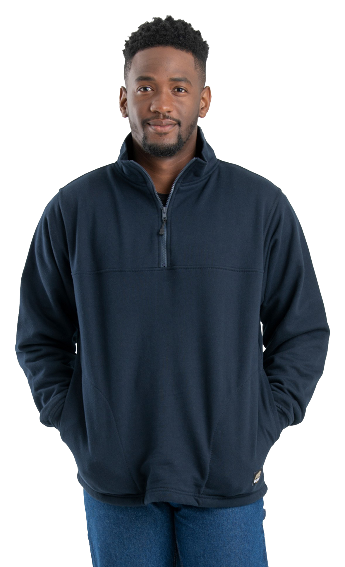 Image of Berne Heritage Thermal-Lined Long-Sleeve Quarter-Zip Sweatshirt for Men - Navy - S