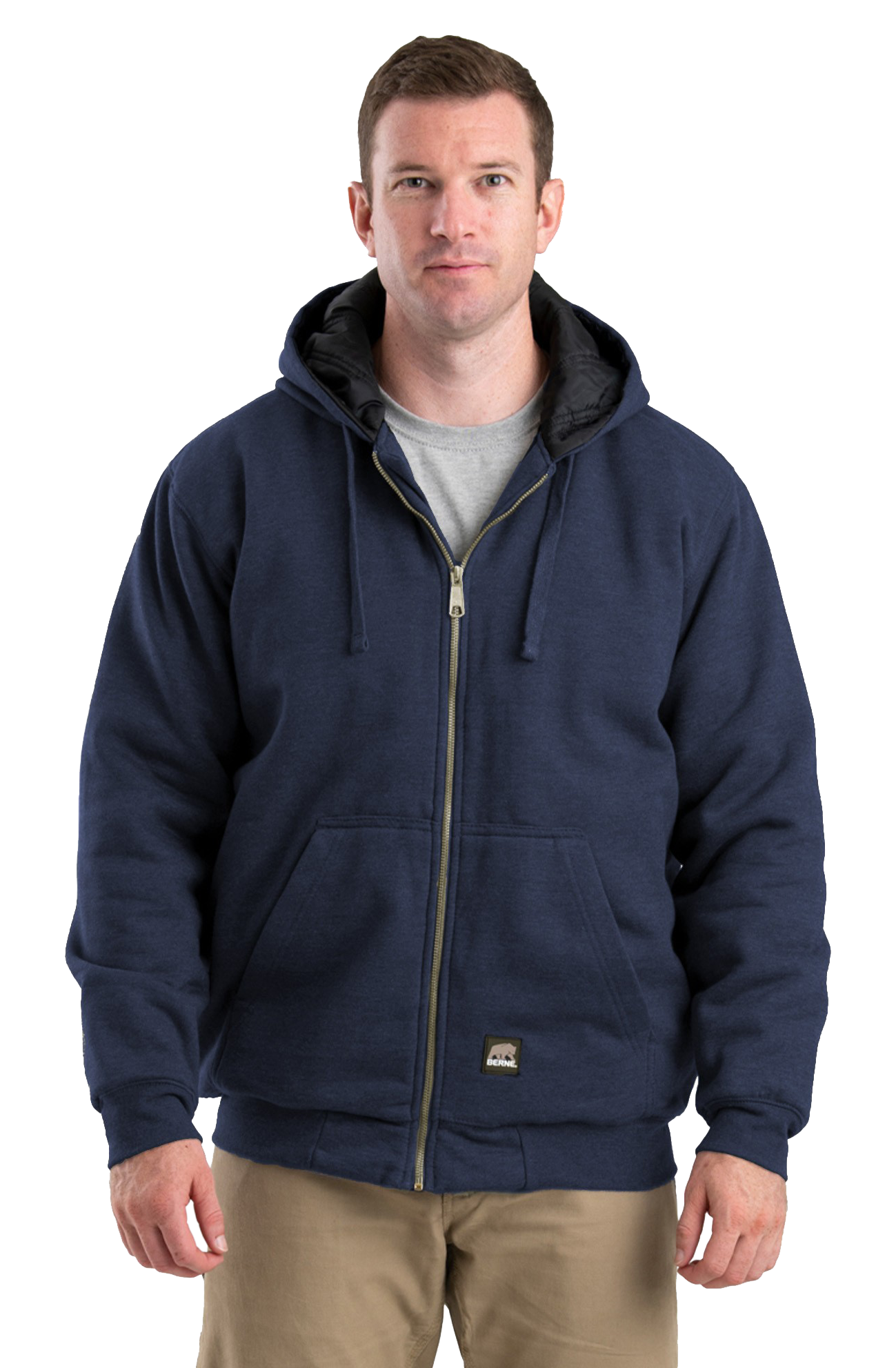 Image of Berne Highland Insulated Full-Zip Hooded Sweatshirt for Men - Navy - 3XL