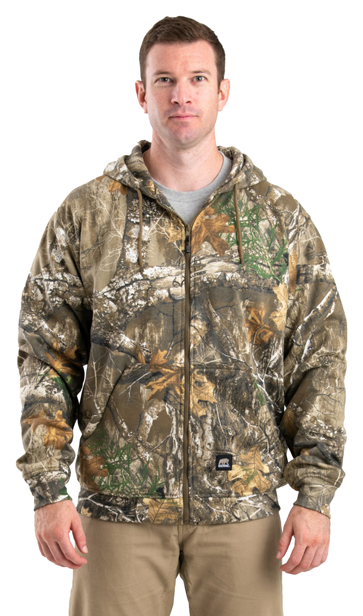 Image of Berne Thermal-Lined Full-Zip Long-Sleeve Hooded Sweatshirt for Men - Realtree Edge - 3XL