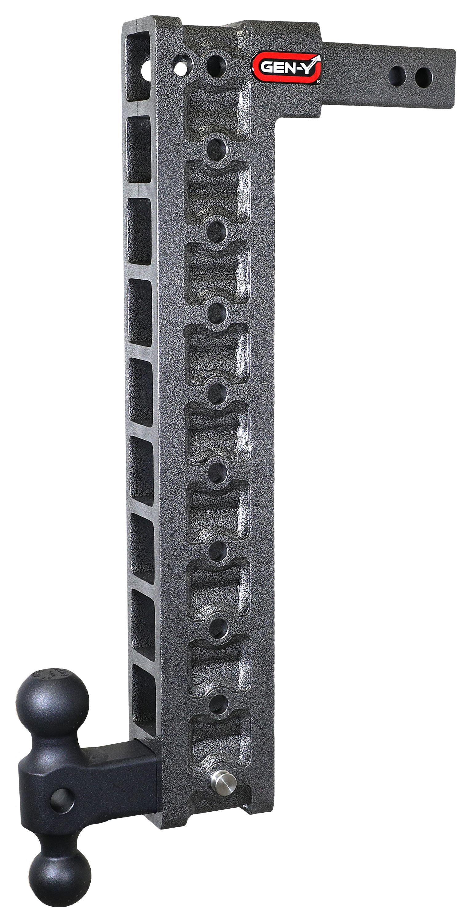 Image of "GEN-Y HITCH Mega-Duty 2'' Shank 10K Hitch with Dual-Ball and Stabilizer Kit - 22.5"" Drop"