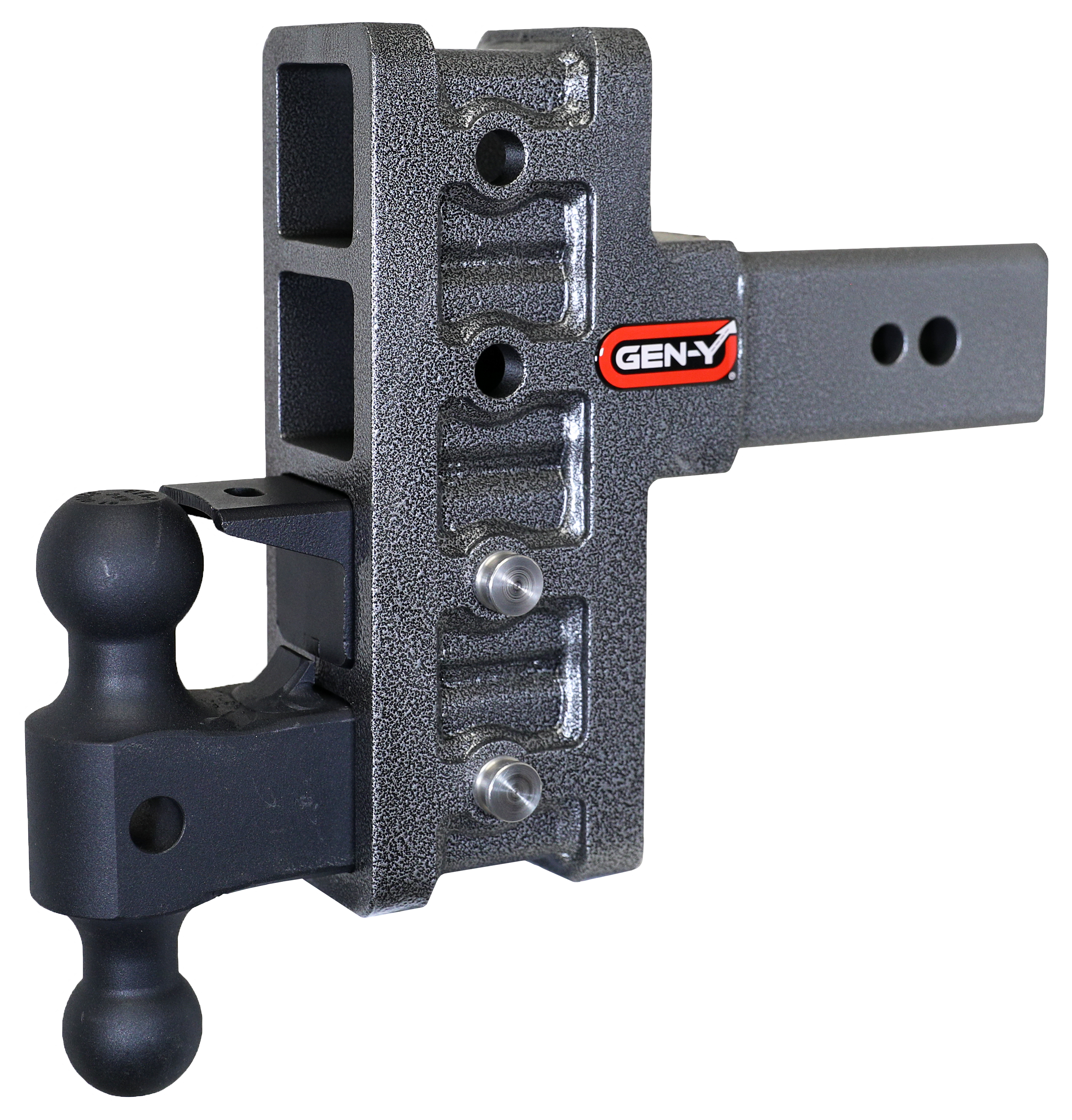 GEN-Y HITCH Mega-Duty 3'' Offset Shank Bolt-On 32K Adjustable Hitch with Dual-Ball And Pintle Lock