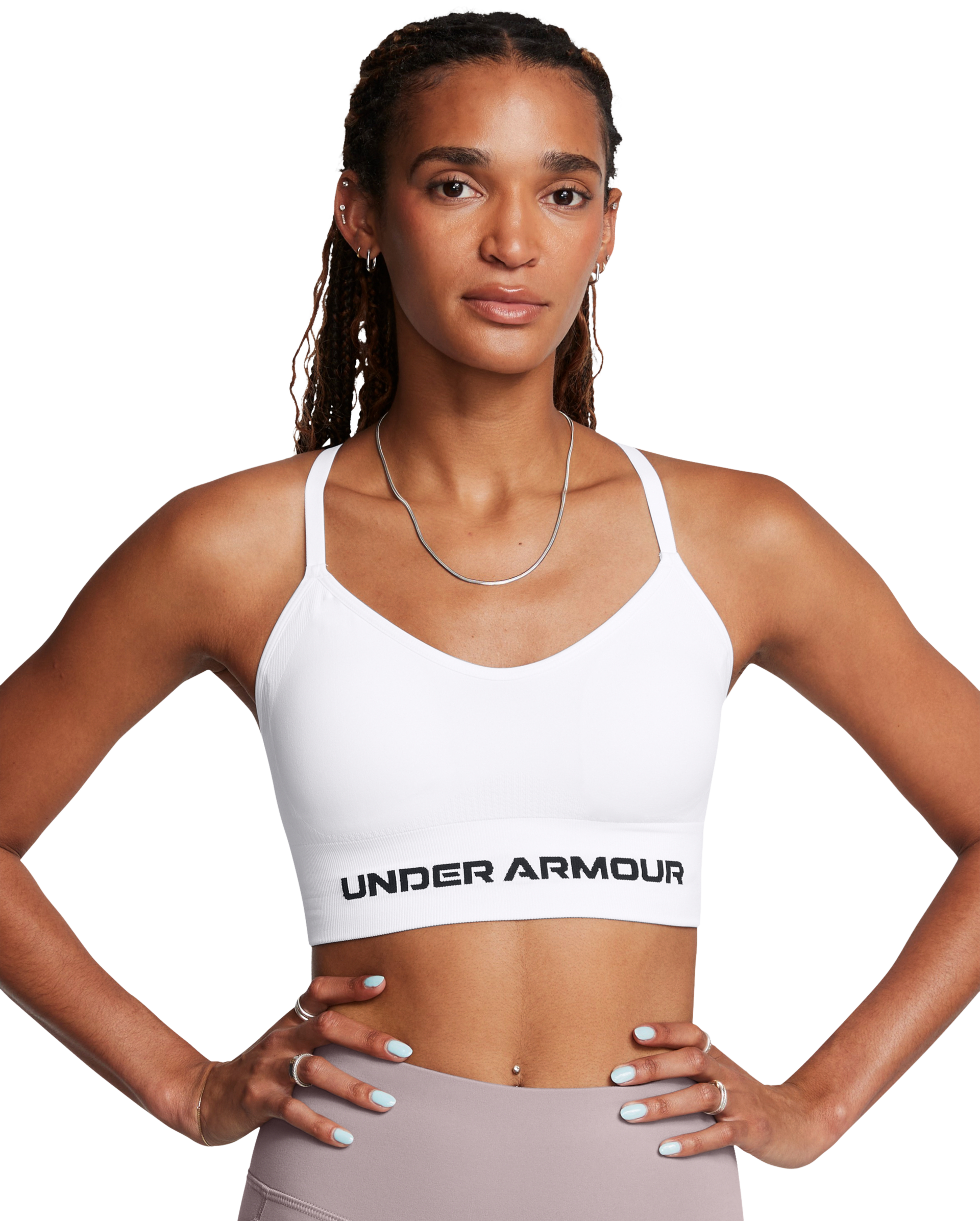 Image of Under Armour Vanish Seamless Low Sports Bra for Ladies - White