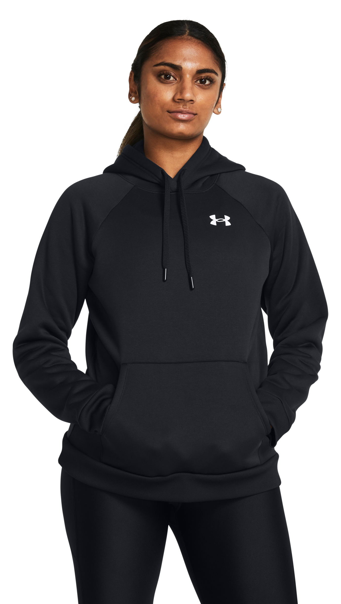 Image of Under Armour Fleece Long-Sleeve Hoodie for Ladies - Black - S