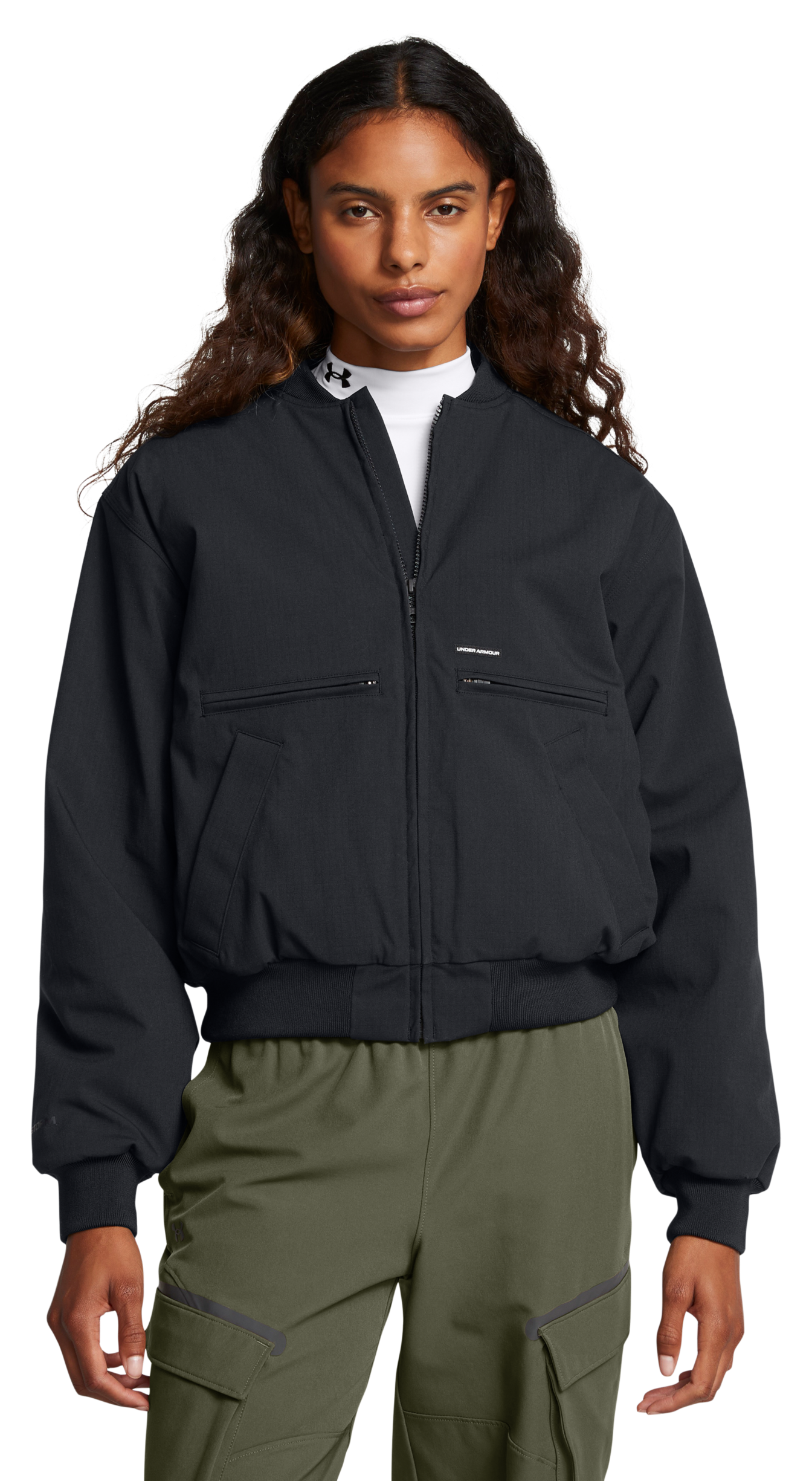 Image of Under Armour Expanse Fleece-Lined Bomber Jacket for Ladies - Black - S