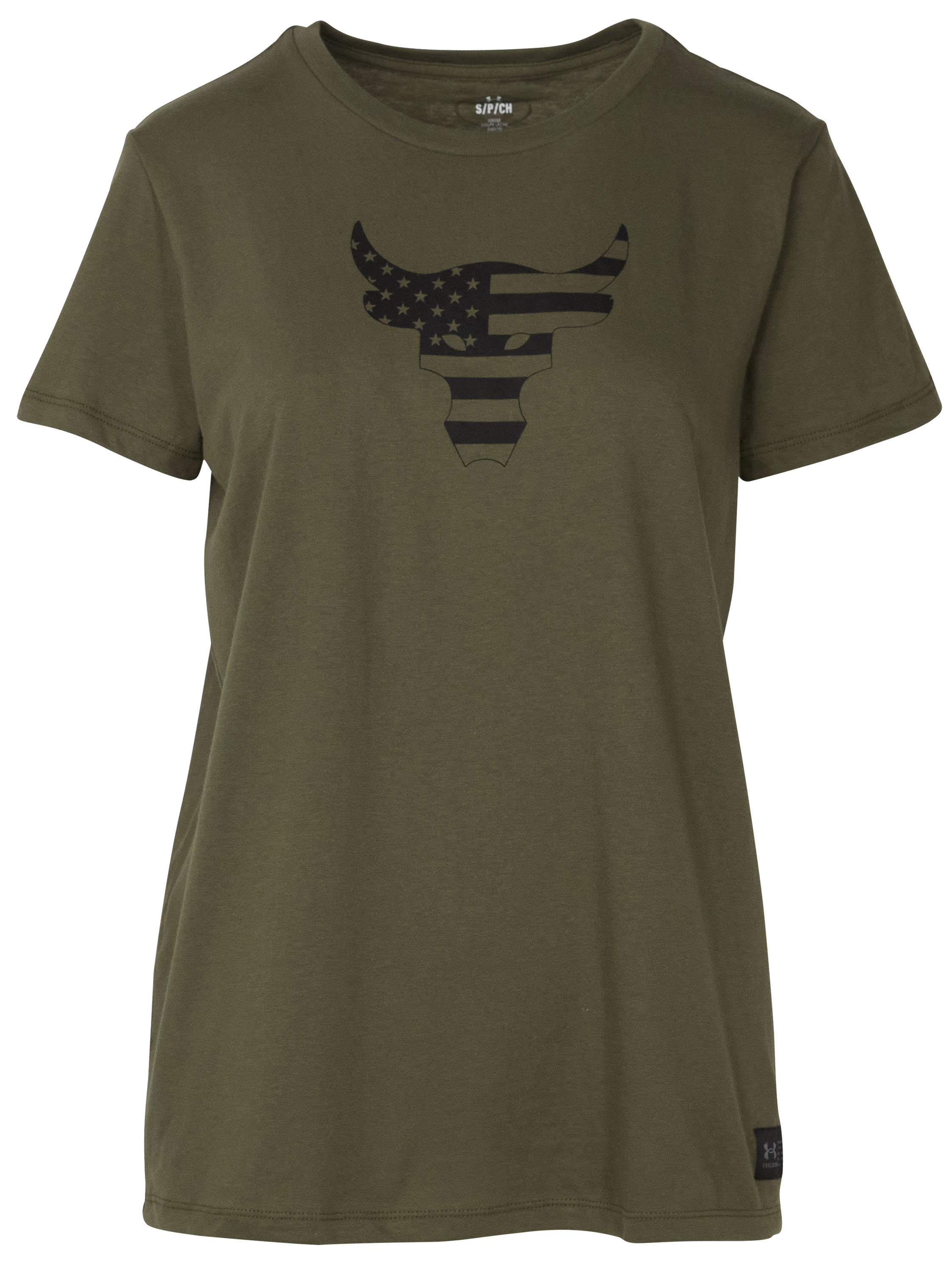 Image of Under Armour Project Rock Freedom Bull Short-Sleeve Shirt - Marine OD Green/Black - M