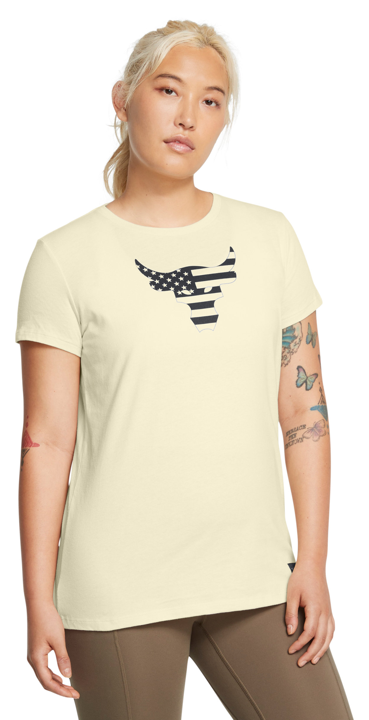 Image of Under Armour Project Rock Freedom Bull Short-Sleeve Shirt - Silt/Black - S