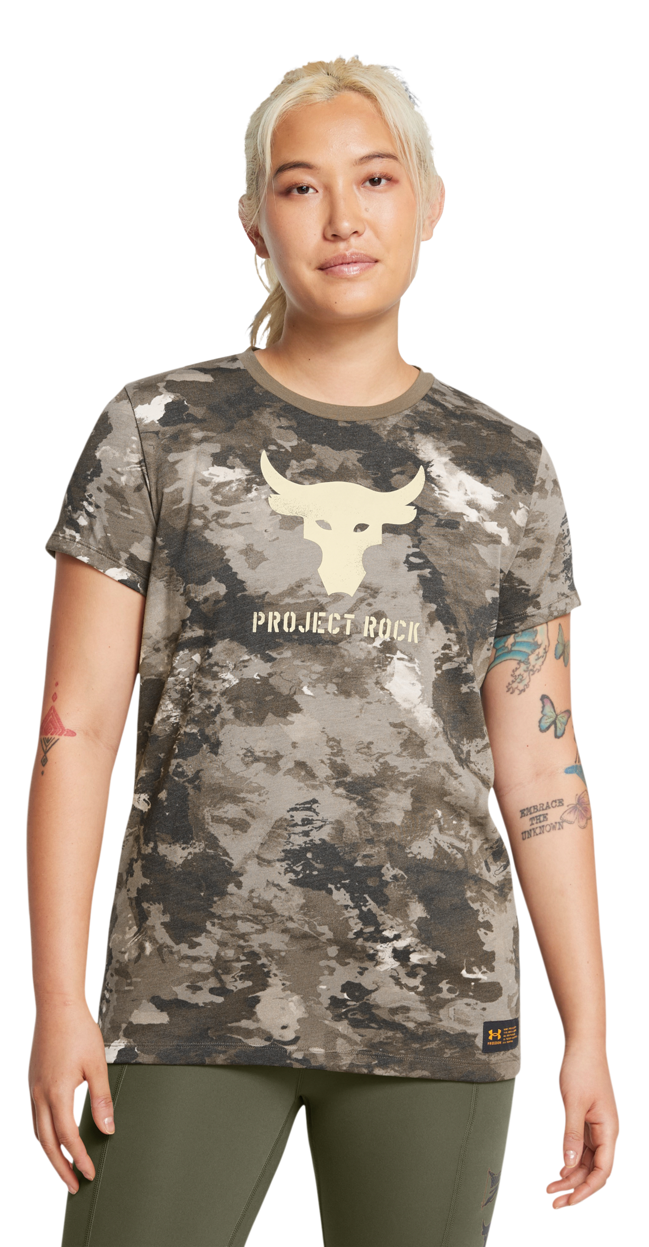 Image of Under Armour Project Rock Vet Day Short-Sleeve T-Shirt for Ladies - Turtle/Anthracite/Silt