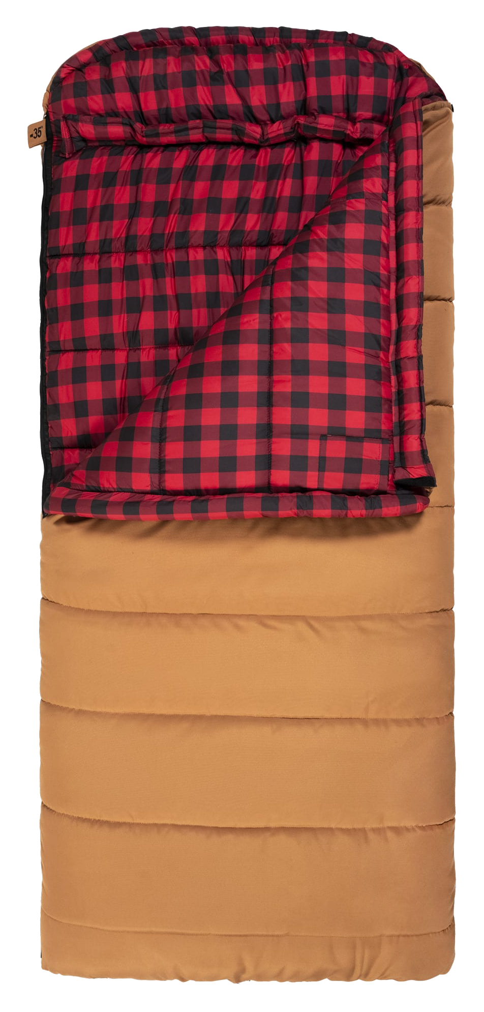 Image of TETON Sports Deer Hunter -35°F Canvas Sleeping Bag - Right Zipper - Brown/Buffalo Plaid