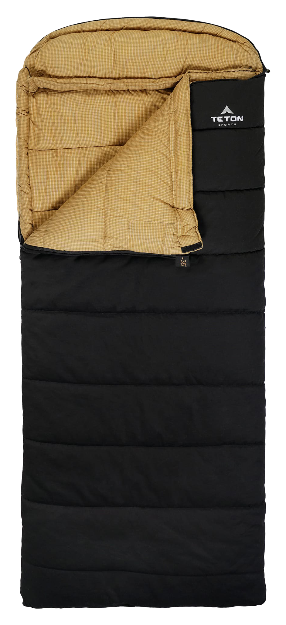 Image of TETON Sports Deer Hunter -35°F Canvas Sleeping Bag - Right Zipper - Black/Tan