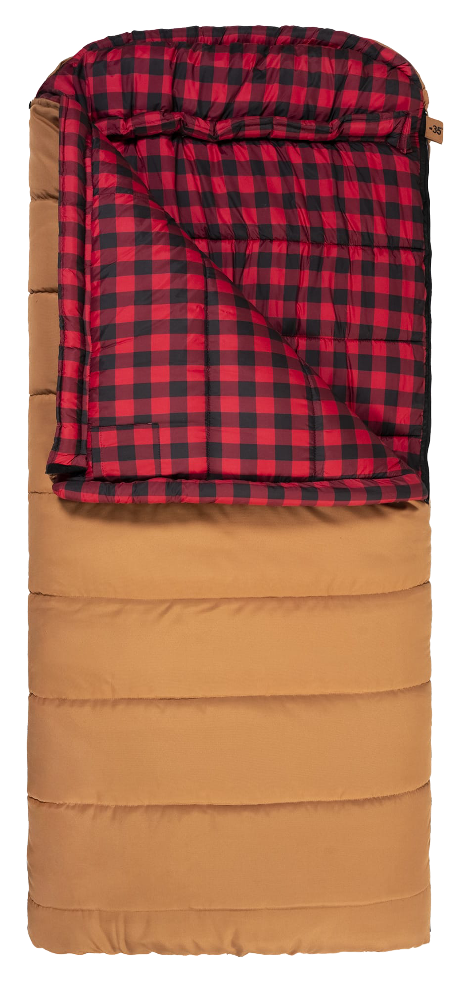 Image of TETON Sports Deer Hunter -35°F Canvas Sleeping Bag - Left Zipper - Brown/Buffalo Plaid