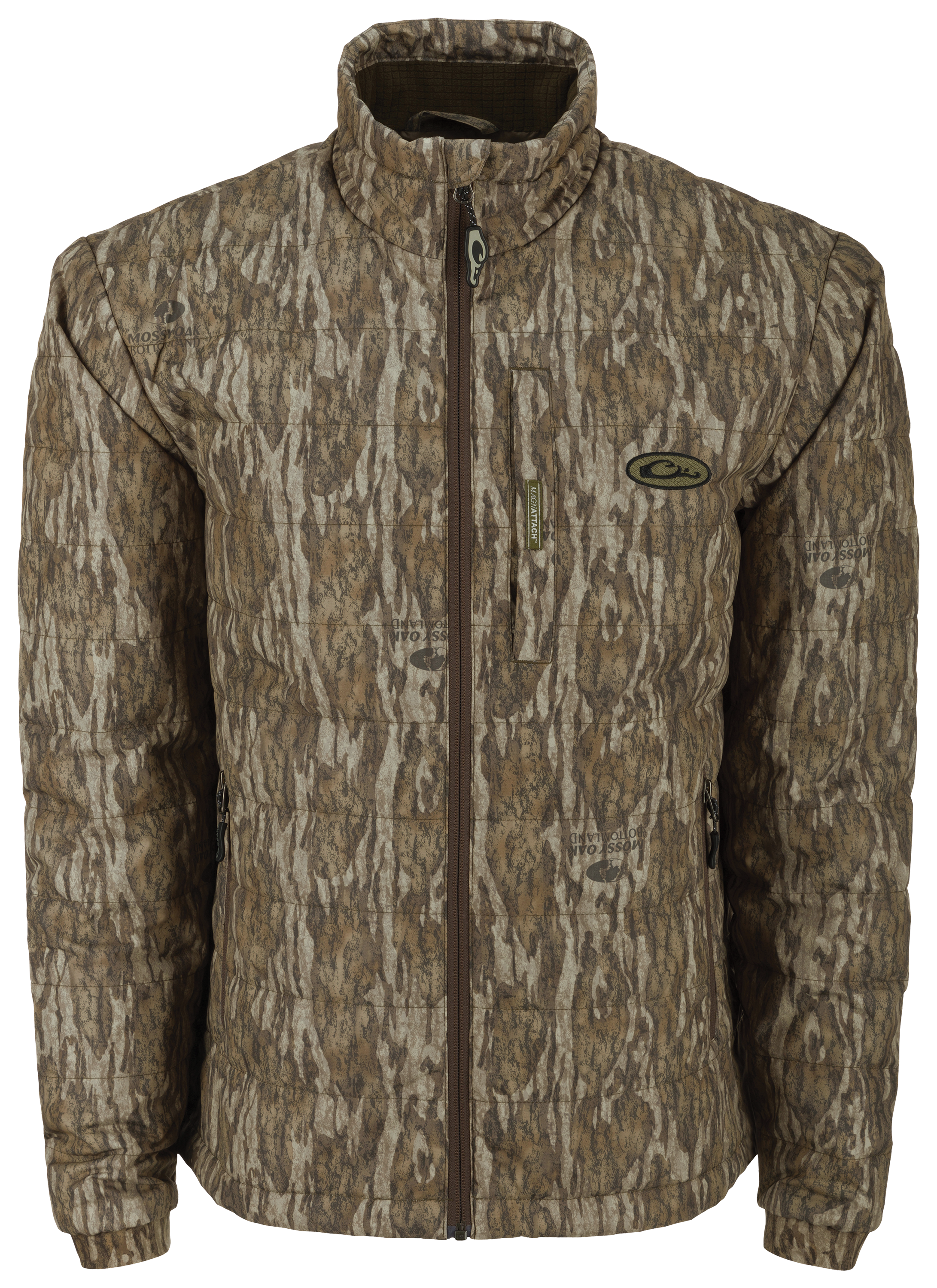 Image of Drake Waterfowl MST Synthetic Down Pack Jacket for Men - Mossy Oak Bottomland - L