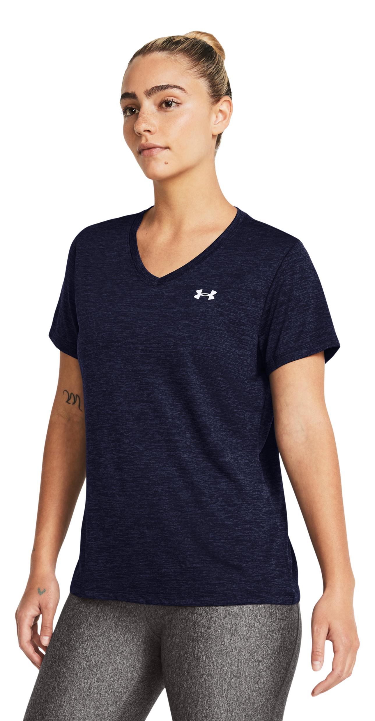Image of Under Armour Tech Twist Short-Sleeve V-Neck T-Shirt for Ladies - Midnight Navy