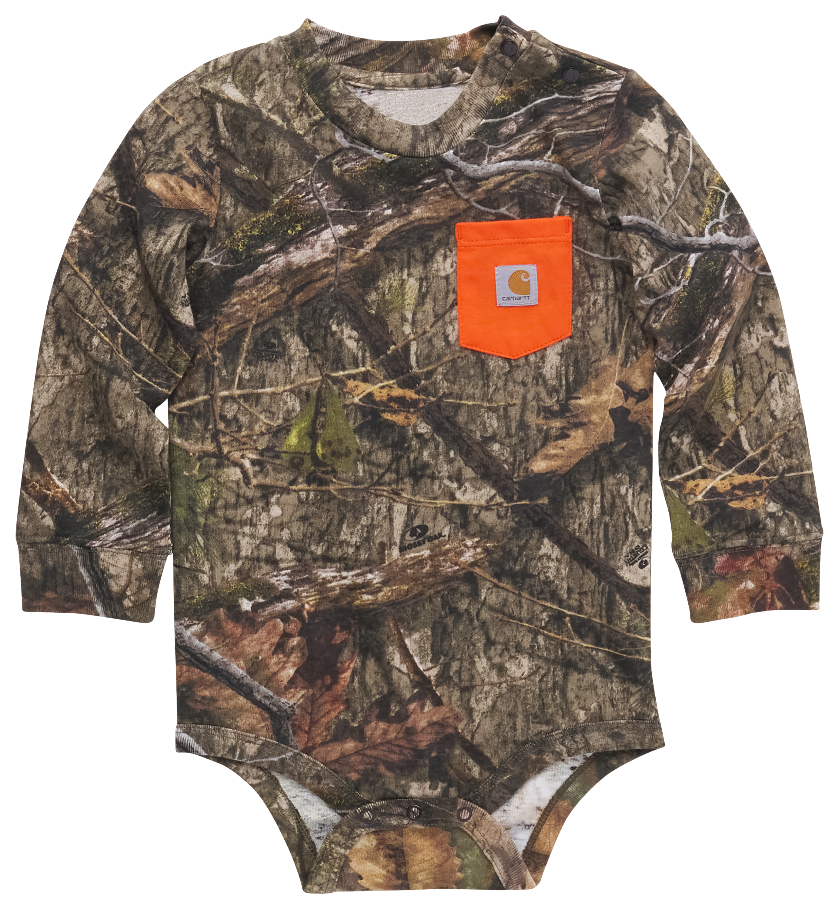 Image of Carhartt Camo Long-Sleeve Pocket Bodysuit for Babies - Mossy Oak Country DNA - 3 Months