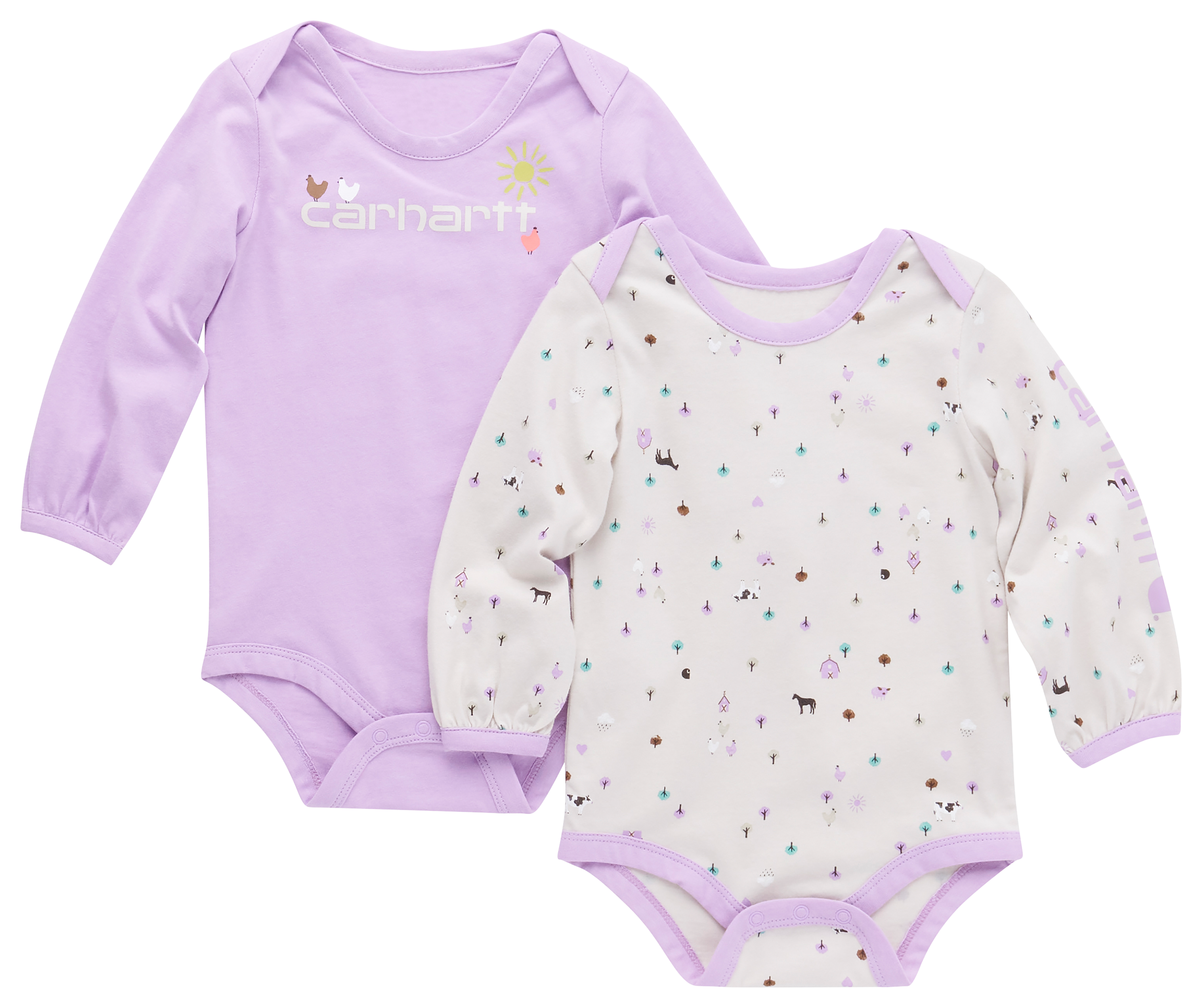 CARHARTT Farm Print Long-Sleeve Bodysuit 2-Piece Set for Babies