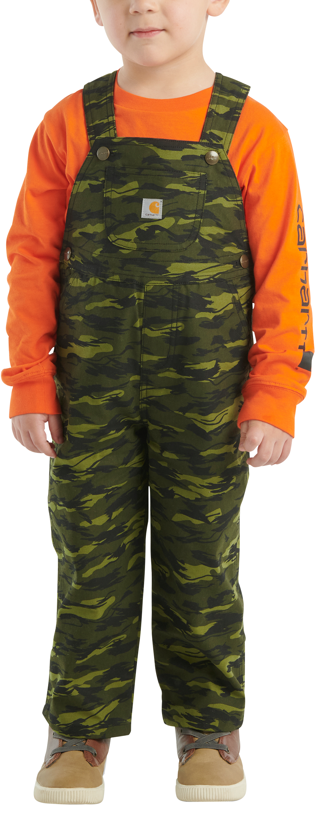 CARHARTT Long-Sleeve T-Shirt and Canvas Print Overalls Set for Toddlers