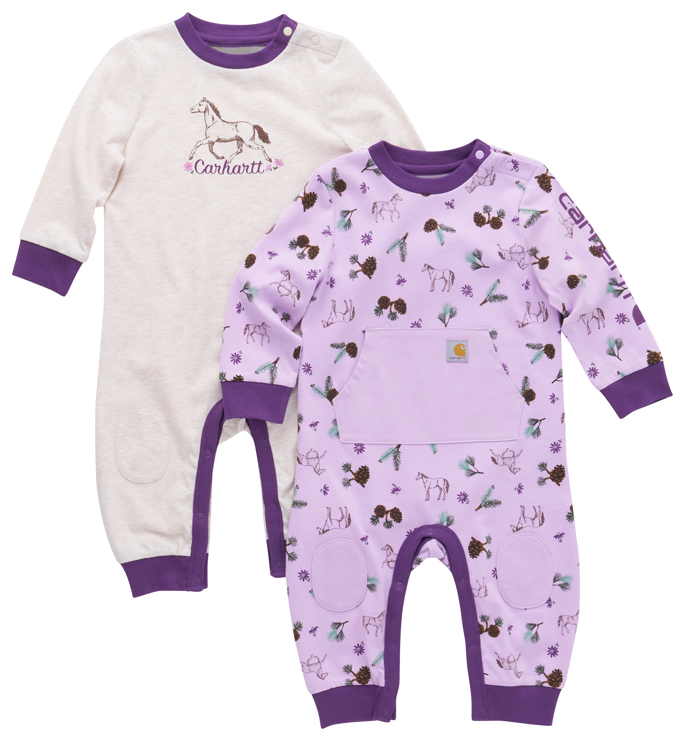 CARHARTT Horse Long-Sleeve Coveralls 2-Piece Set for Babies
